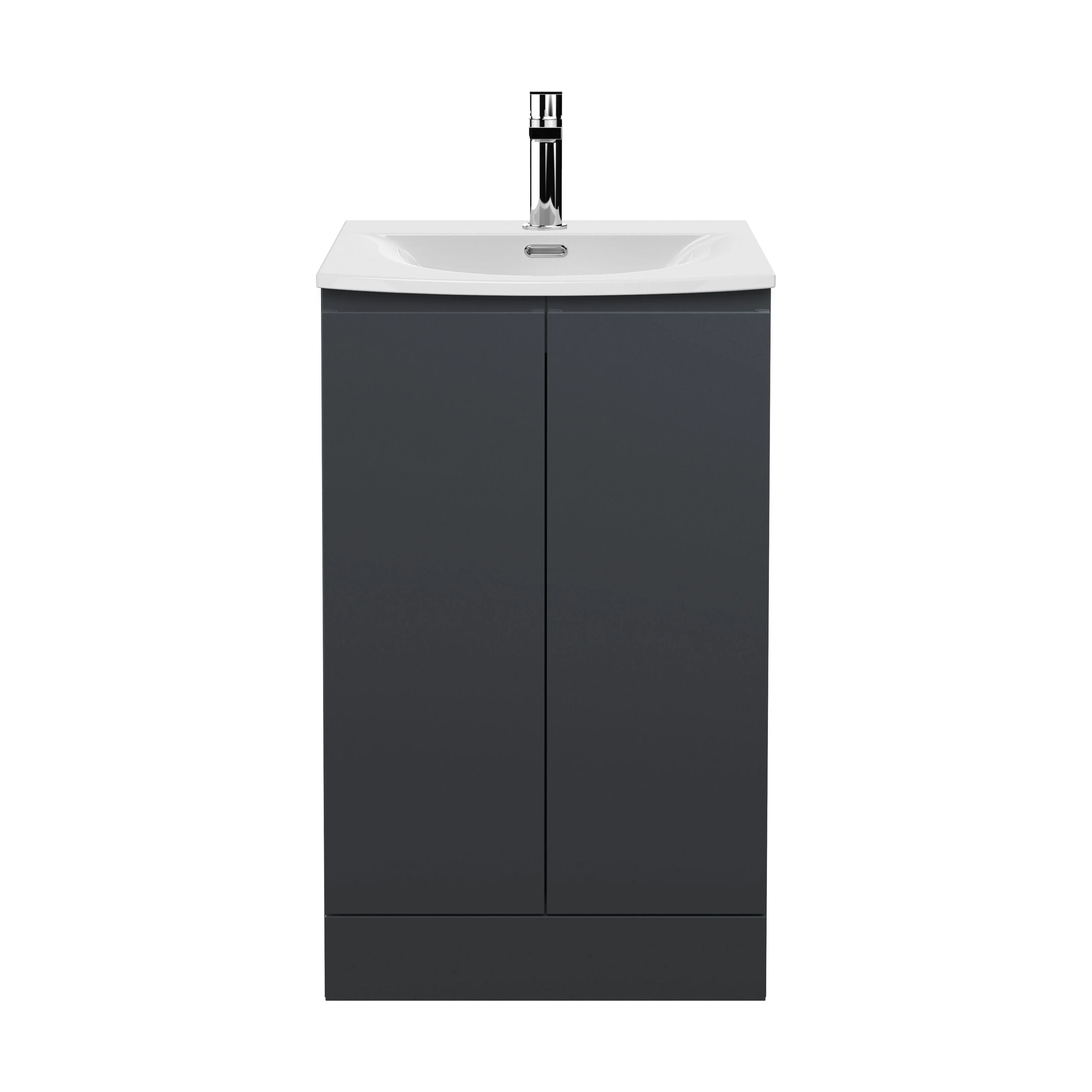 Mavesyn Contemporary 2 Door Floor Standing Vanity Unit with Curved Basin, Dark Grey, 500mm