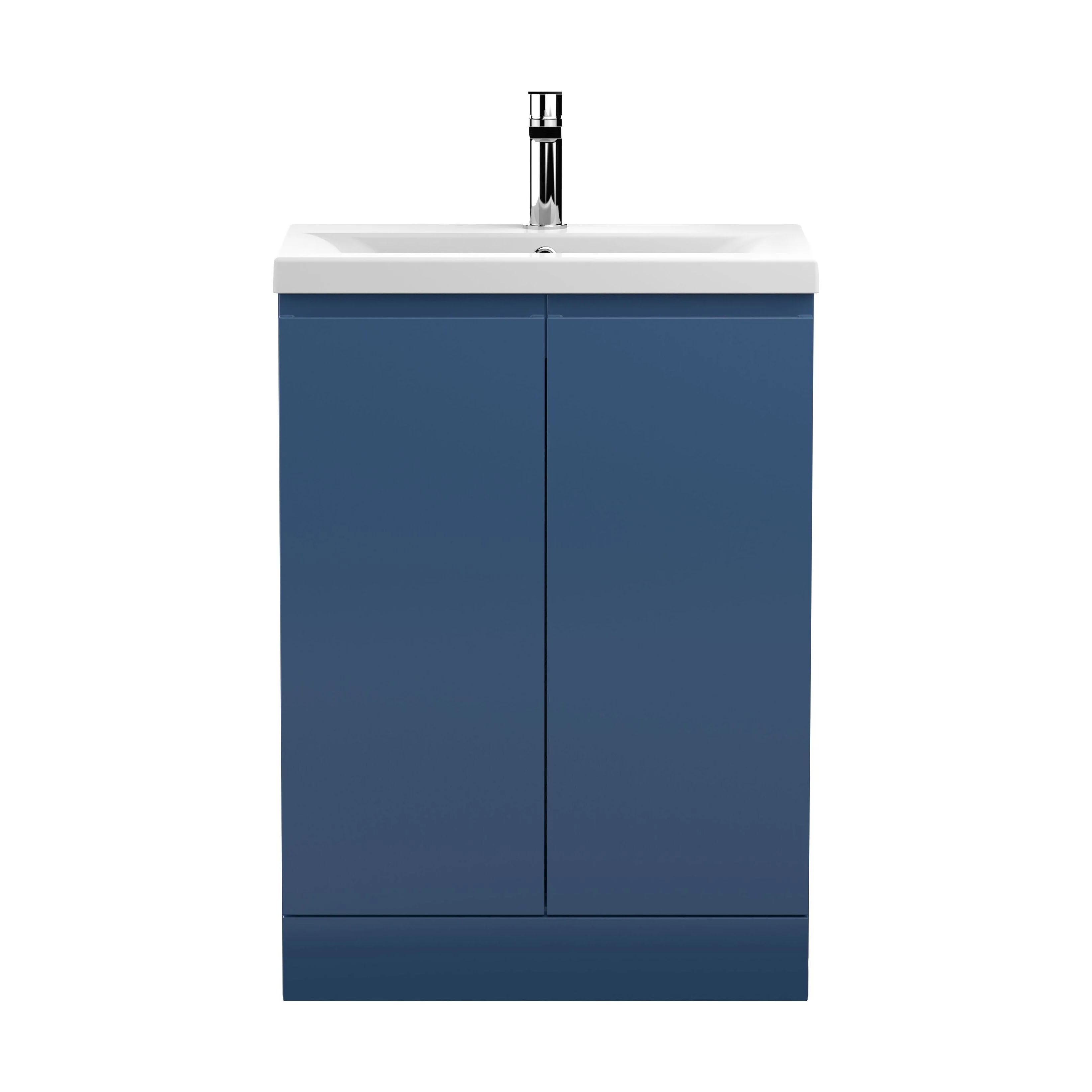 Mavesyn Contemporary 2 Door Floor Standing Vanity Unit with Mid-Edge Basin, Dark Blue, 600mm