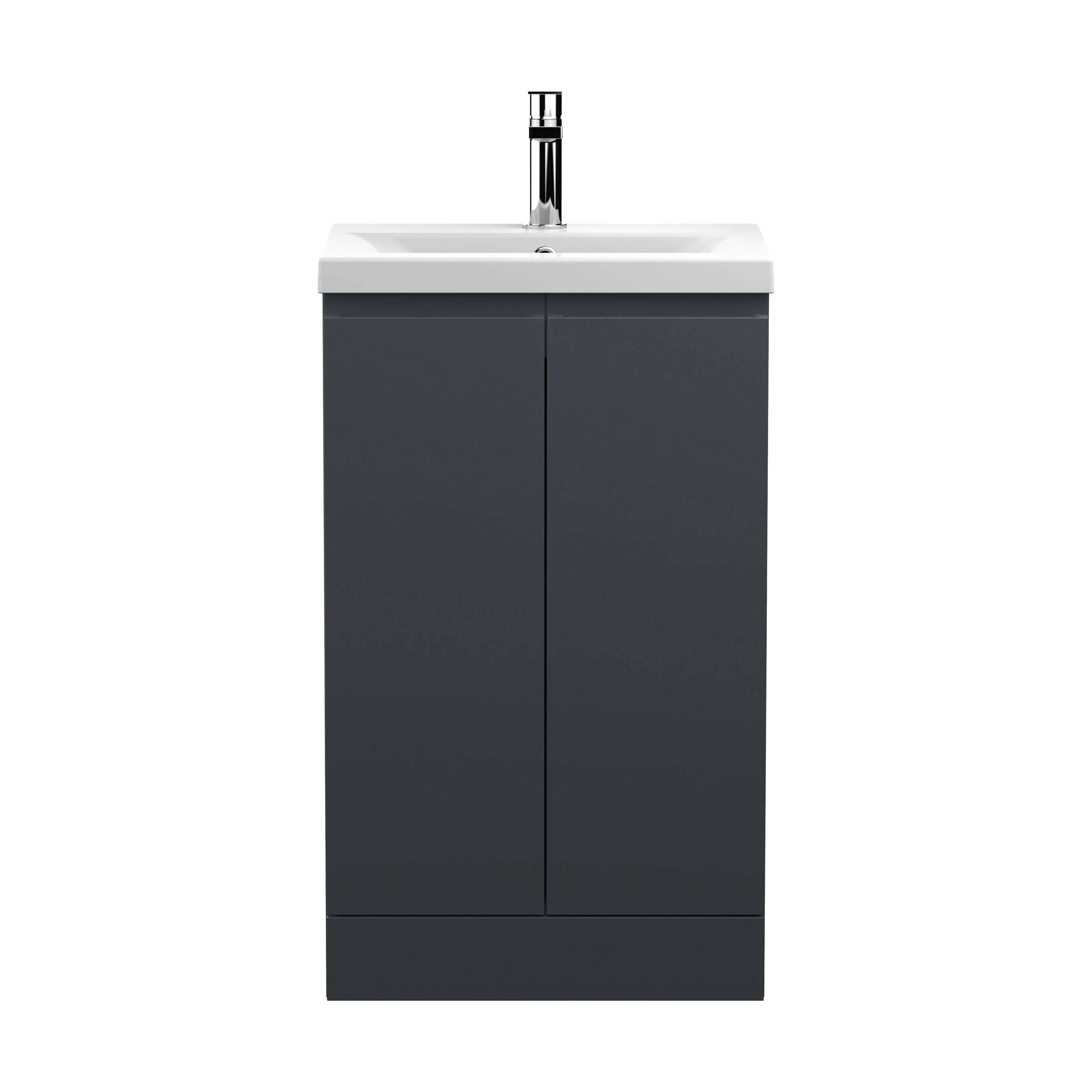 Mavesyn Contemporary 2 Door Floor Standing Vanity Unit with Mid-Edge Basin, Dark Grey, 500mm