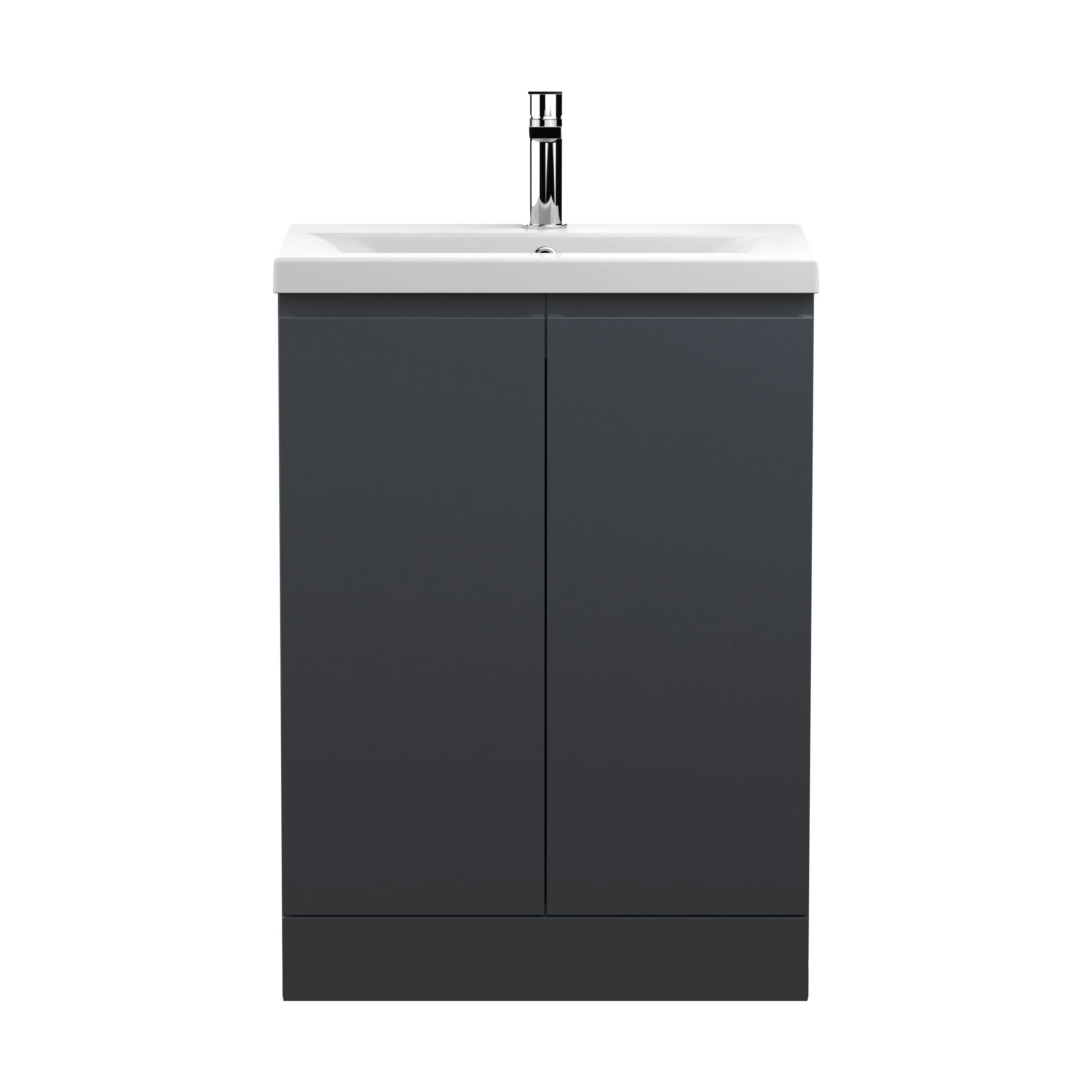 Mavesyn Contemporary 2 Door Floor Standing Vanity Unit with Mid-Edge Basin, Dark Grey, 600mm