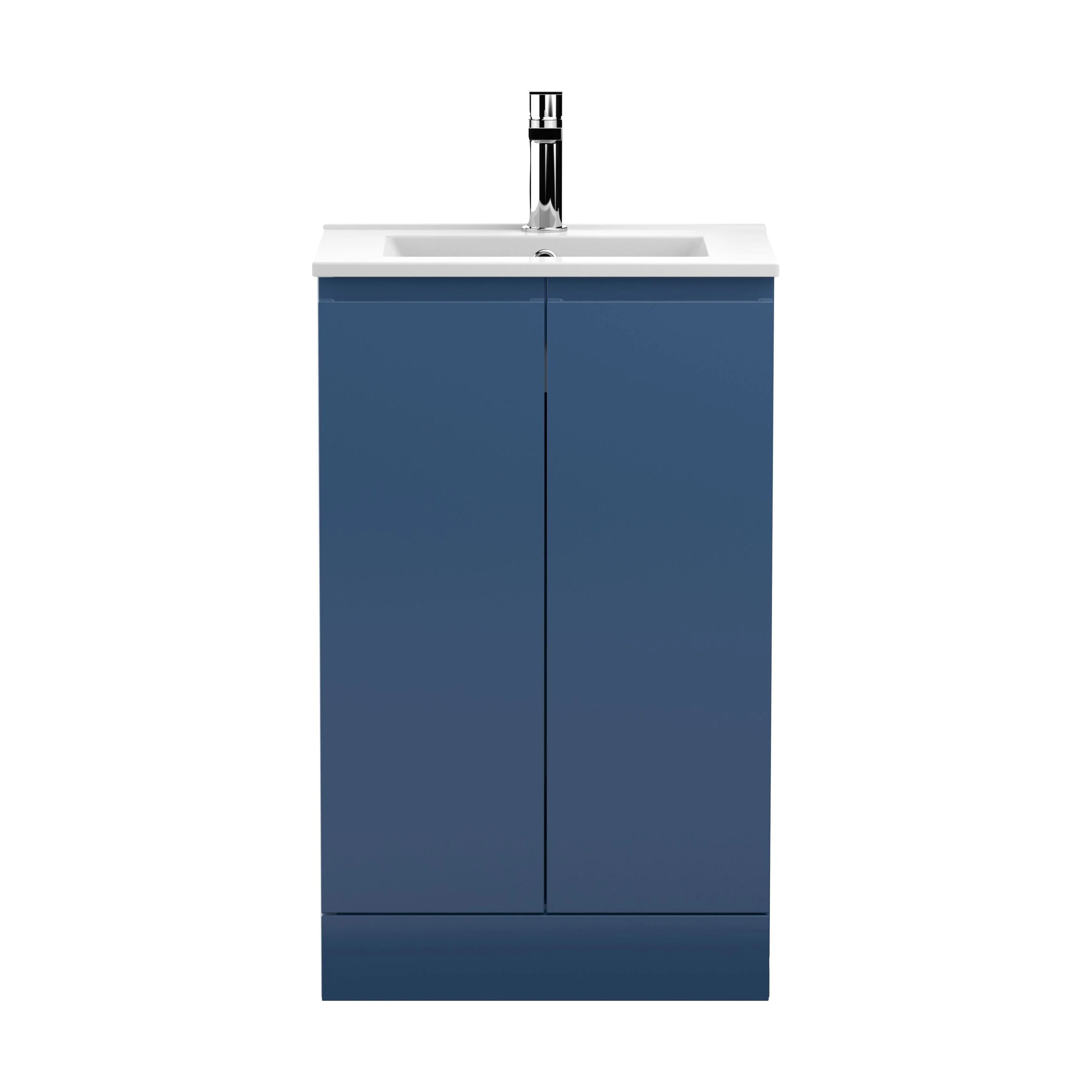 Mavesyn Contemporary 2 Door Floor Standing Vanity Unit with Minimalist Basin, Dark Blue, 500mm