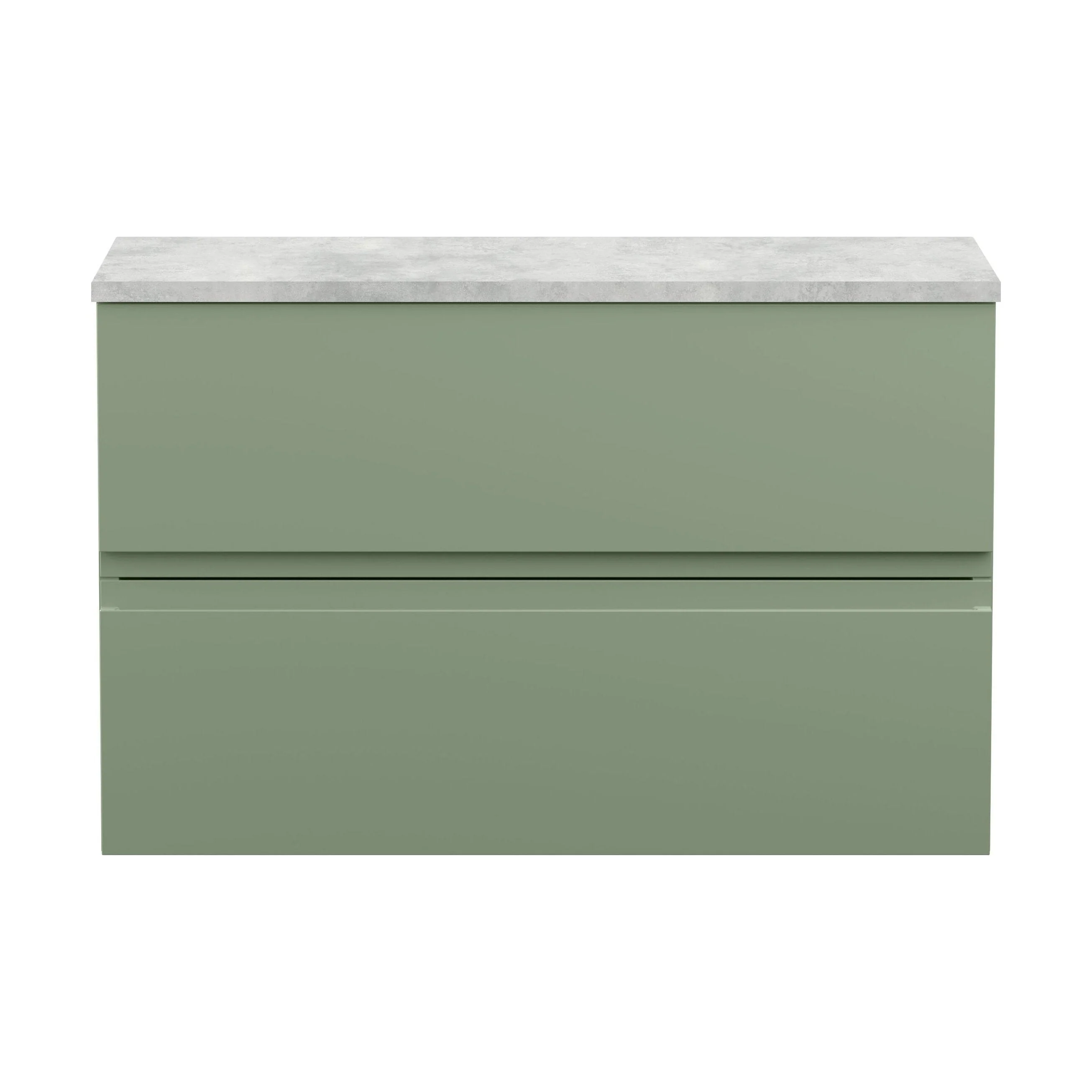 Mavesyn Contemporary 2 Drawer Wall Hung Vanity Unit with Laminate Worktop, Satin Green, 800mm
