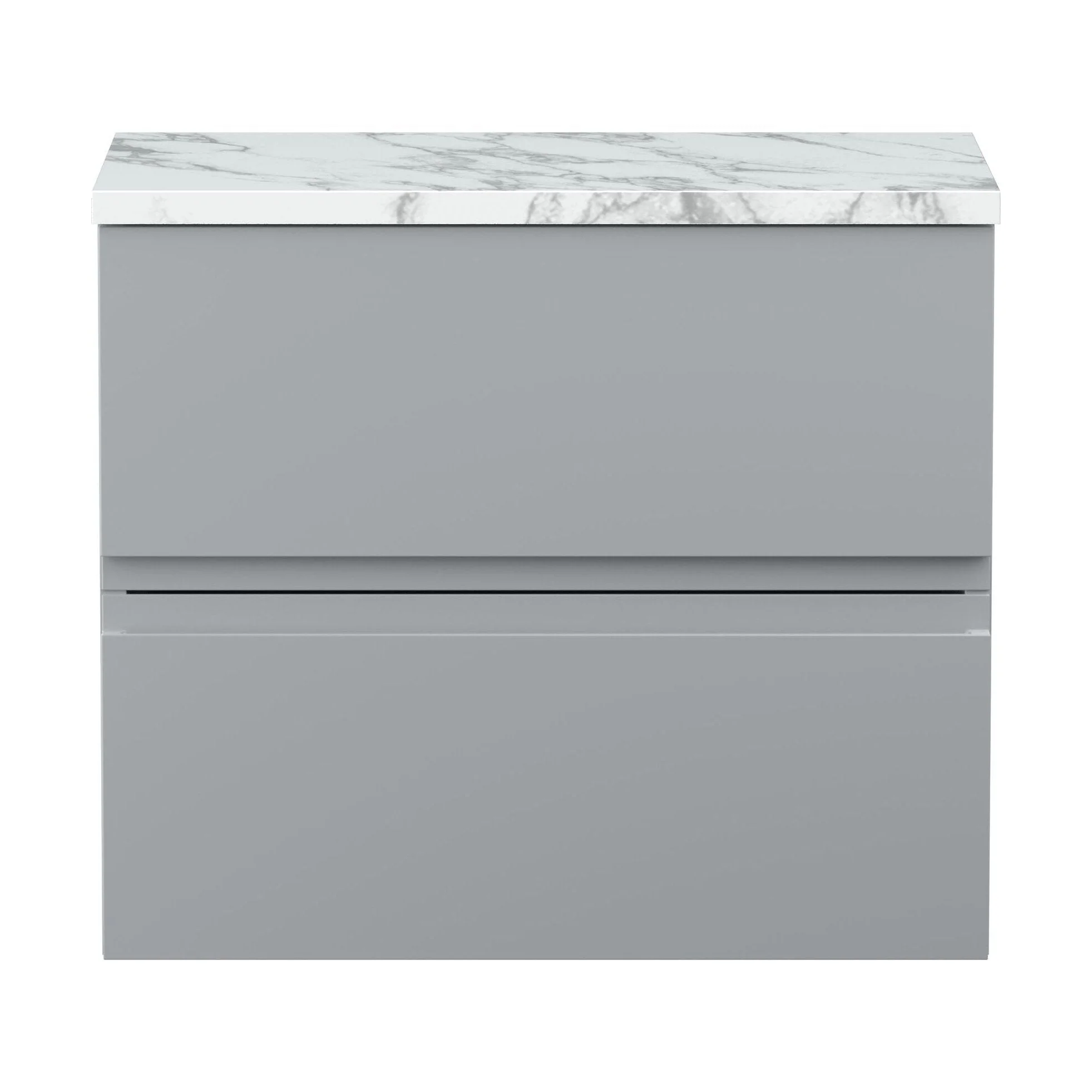 Mavesyn Contemporary 2 Drawer Wall Hung Vanity Unit with Laminate Worktop, Satin Grey, 600mm