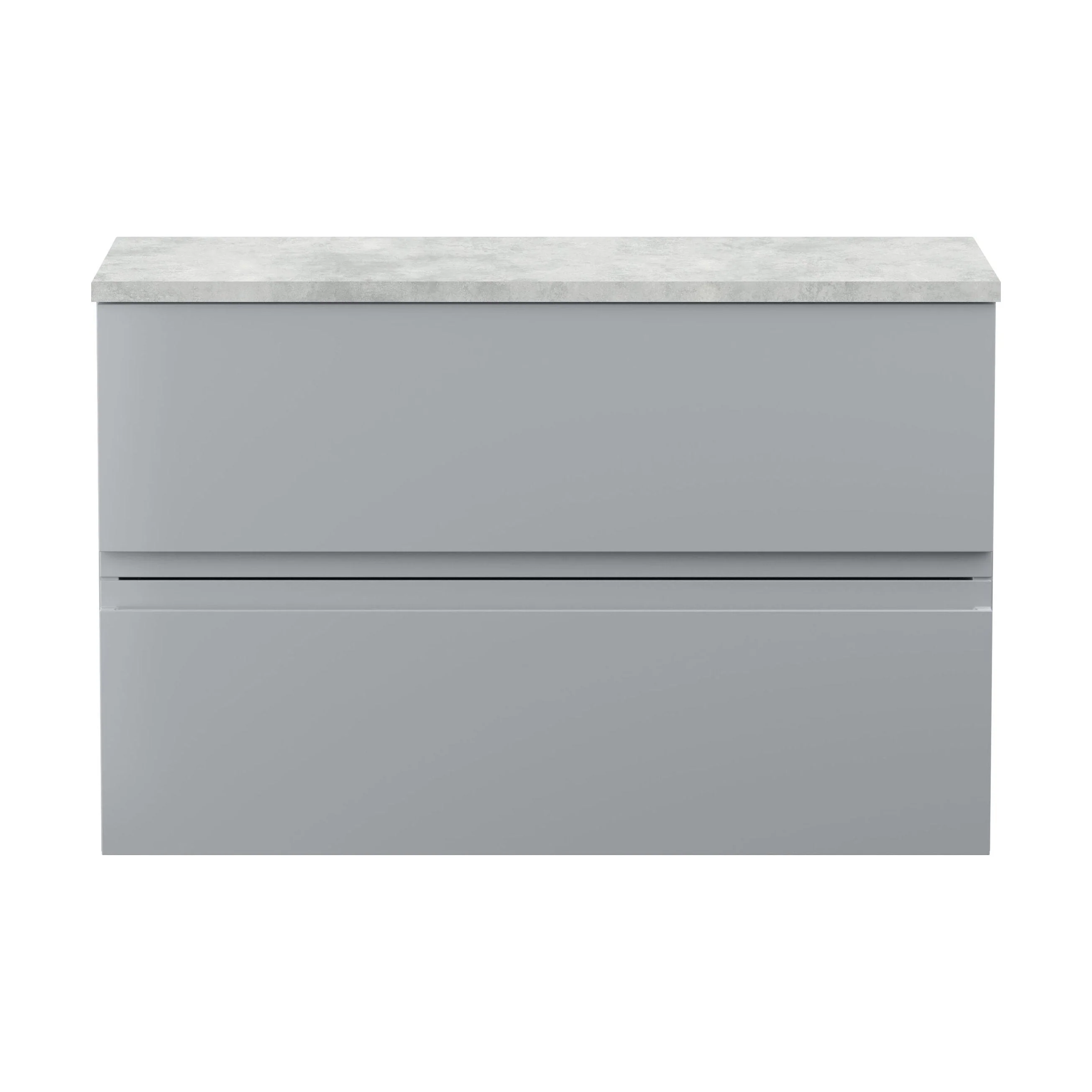 Mavesyn Contemporary 2 Drawer Wall Hung Vanity Unit with Laminate Worktop, Satin Grey, 805mm