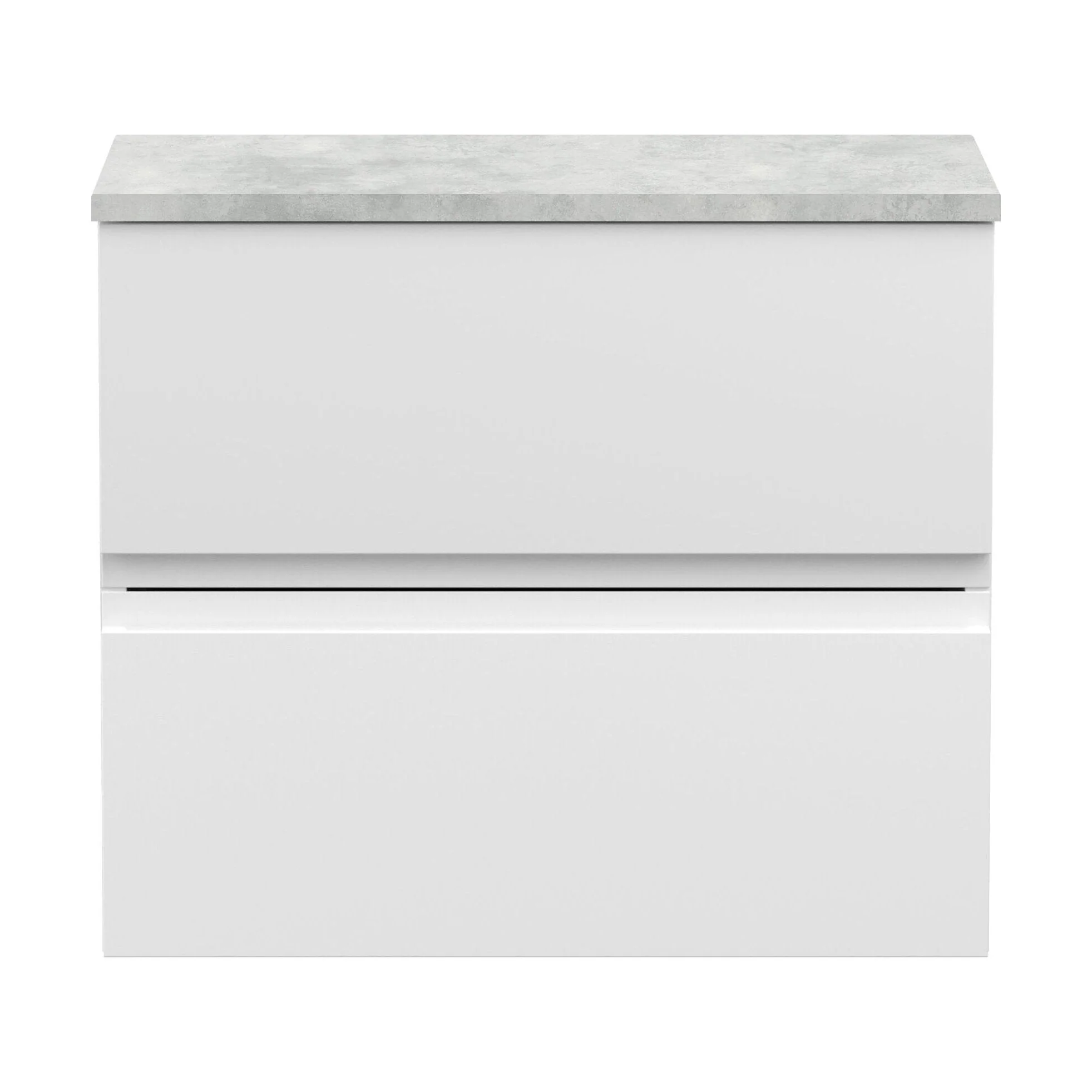 Mavesyn Contemporary 2 Drawer Wall Hung Vanity Unit with Laminate Worktop, Satin White, 600mm