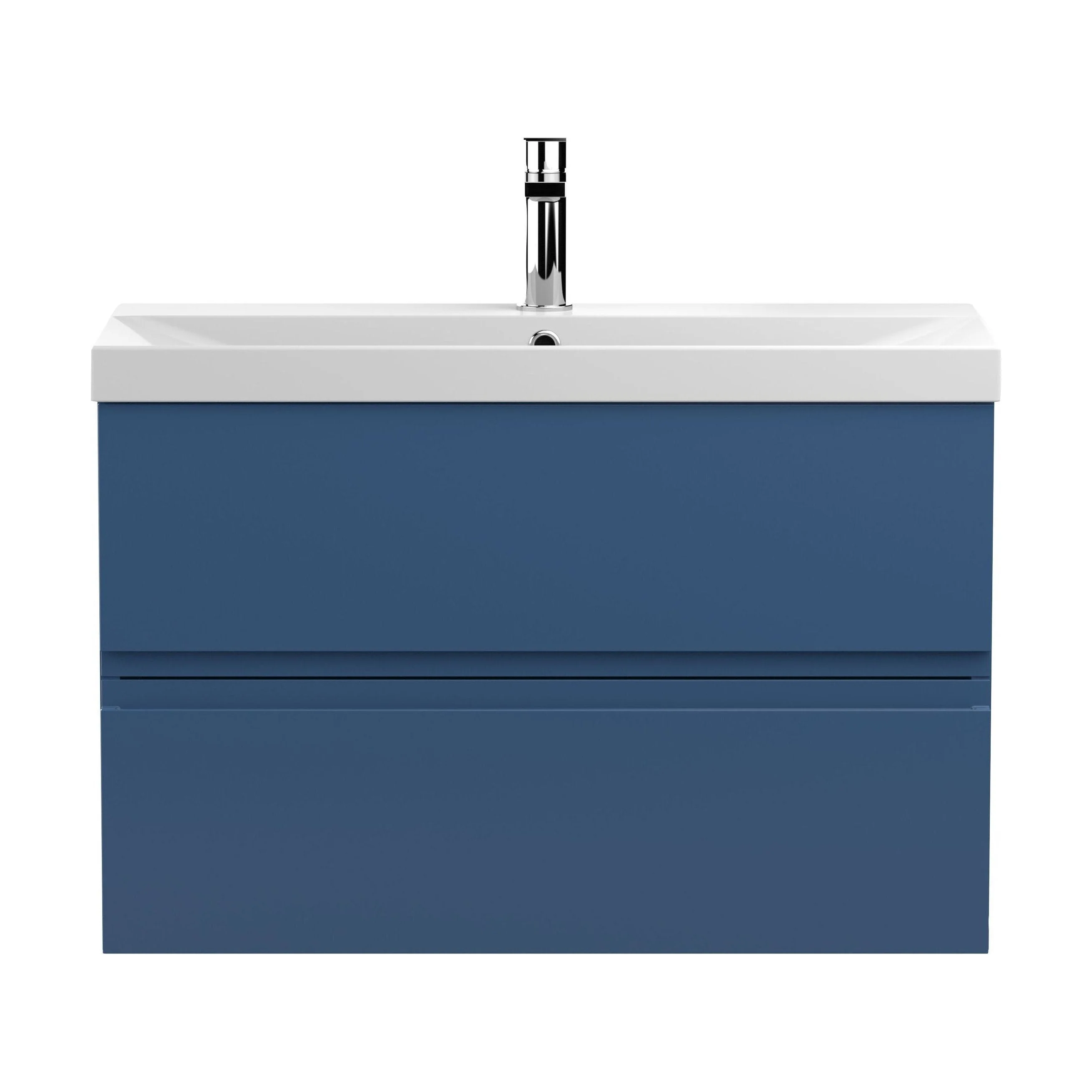 Mavesyn Contemporary 2 Drawer Wall Hung Vanity Unit with Thin Edge Basin, Dark Blue, 800mm