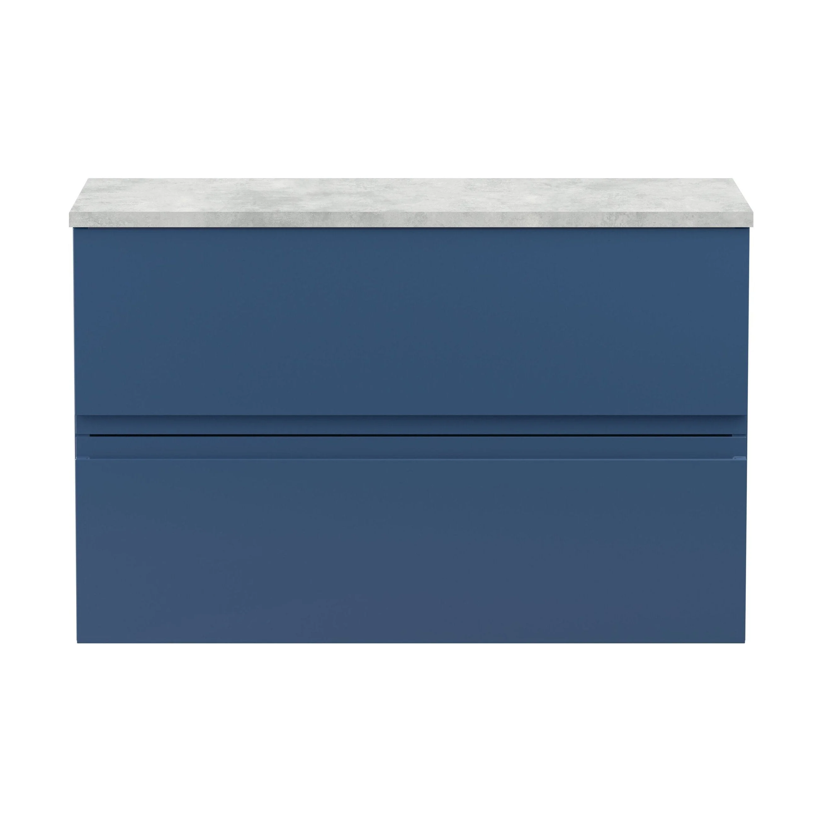 Mavesyn Contemporary 2 Drawer Wall Hung Vanity Unit with Worktop, Dark Blue, 800mm