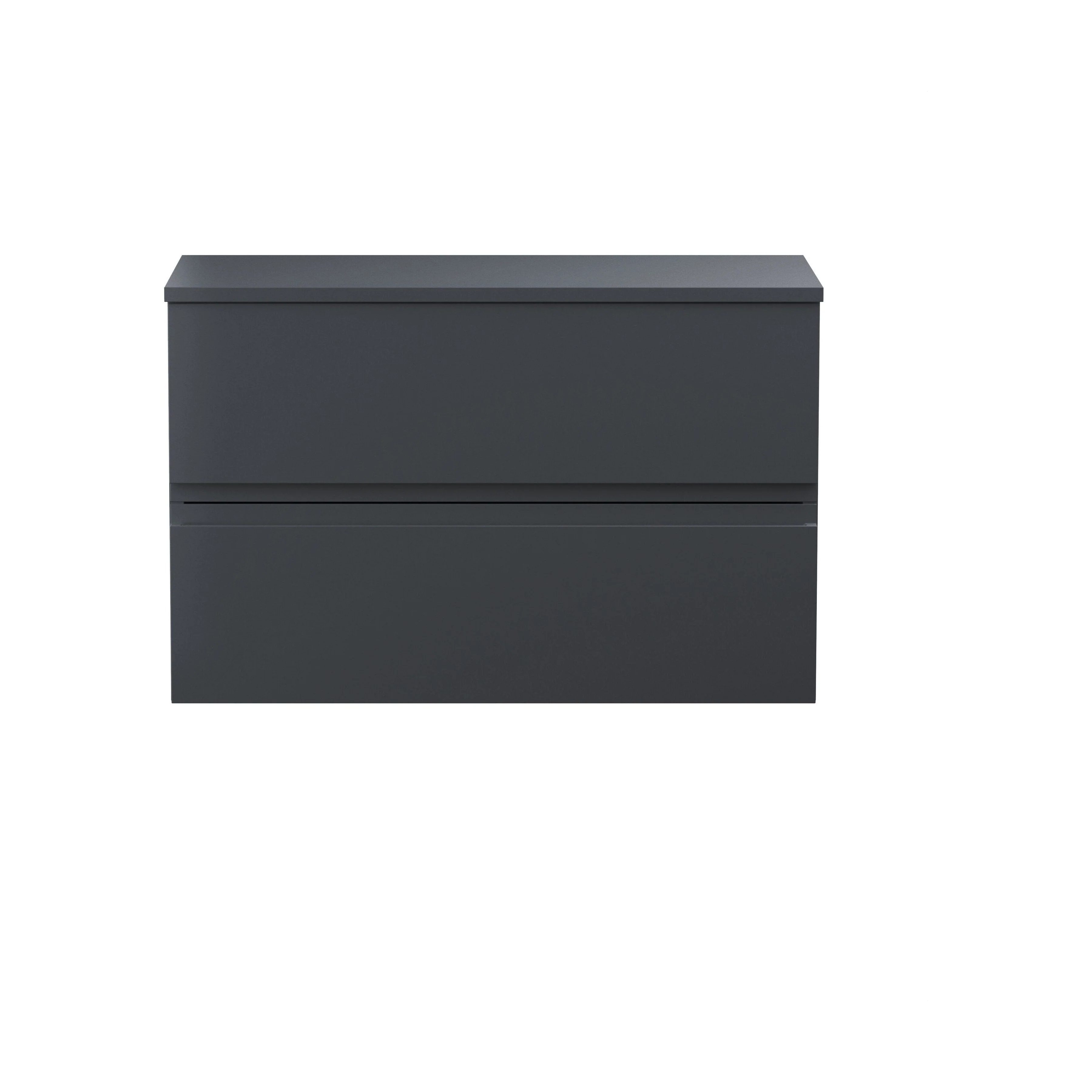 Mavesyn Contemporary 2 Drawer Wall Hung Vanity Unit with Worktop, Dark Grey, 800mm