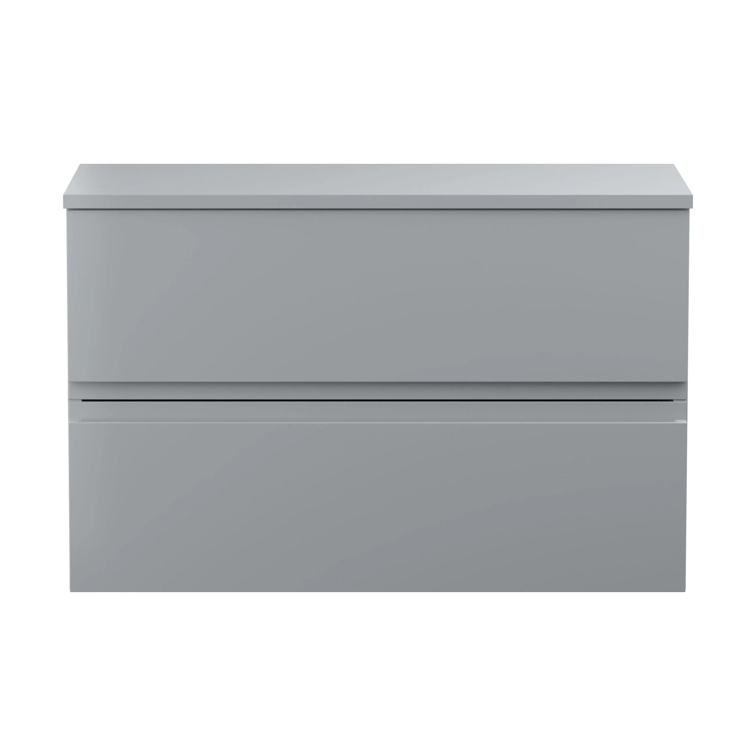 Mavesyn Contemporary 2 Drawer Wall Hung Vanity Unit with Worktop, Satin Grey, 800mm
