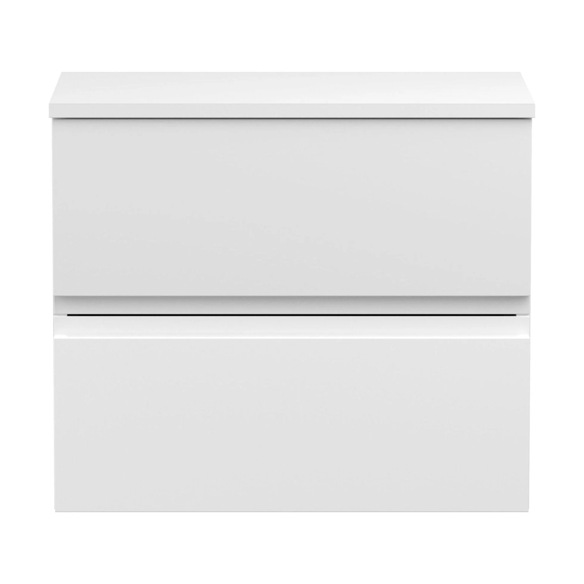 Mavesyn Contemporary 2 Drawer Wall Hung Vanity Unit with Worktop, Satin White, 600mm