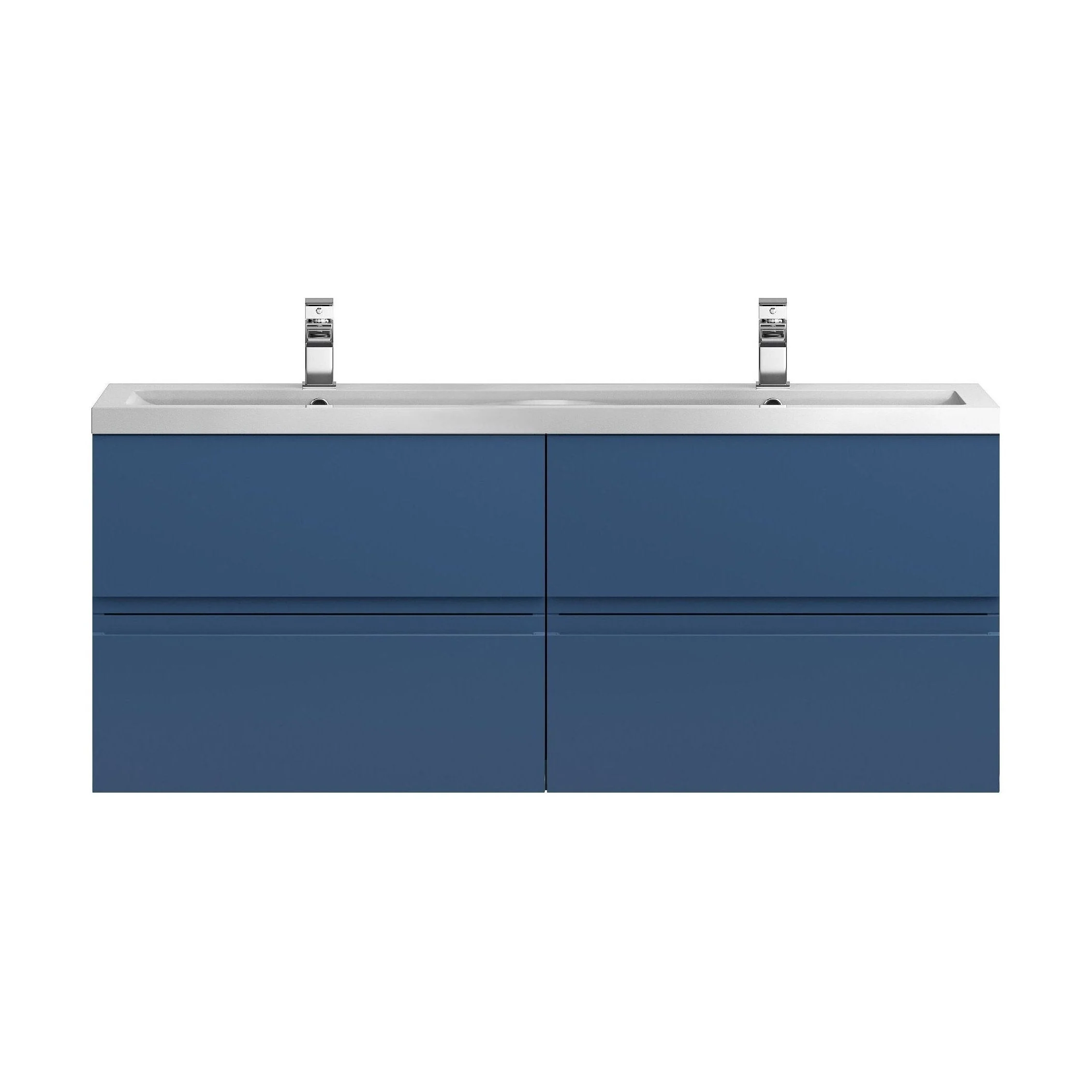 Mavesyn Contemporary 4 Drawer Wall Hung Vanity Unit with Basin, Dark Blue, 1200mm