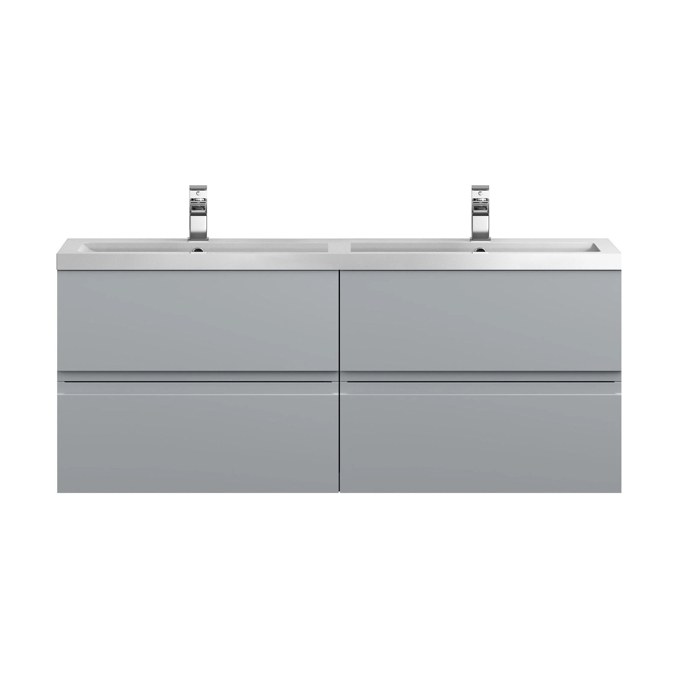 Mavesyn Contemporary 4 Drawer Wall Hung Vanity Unit with Basin, Satin Grey, 1200mm