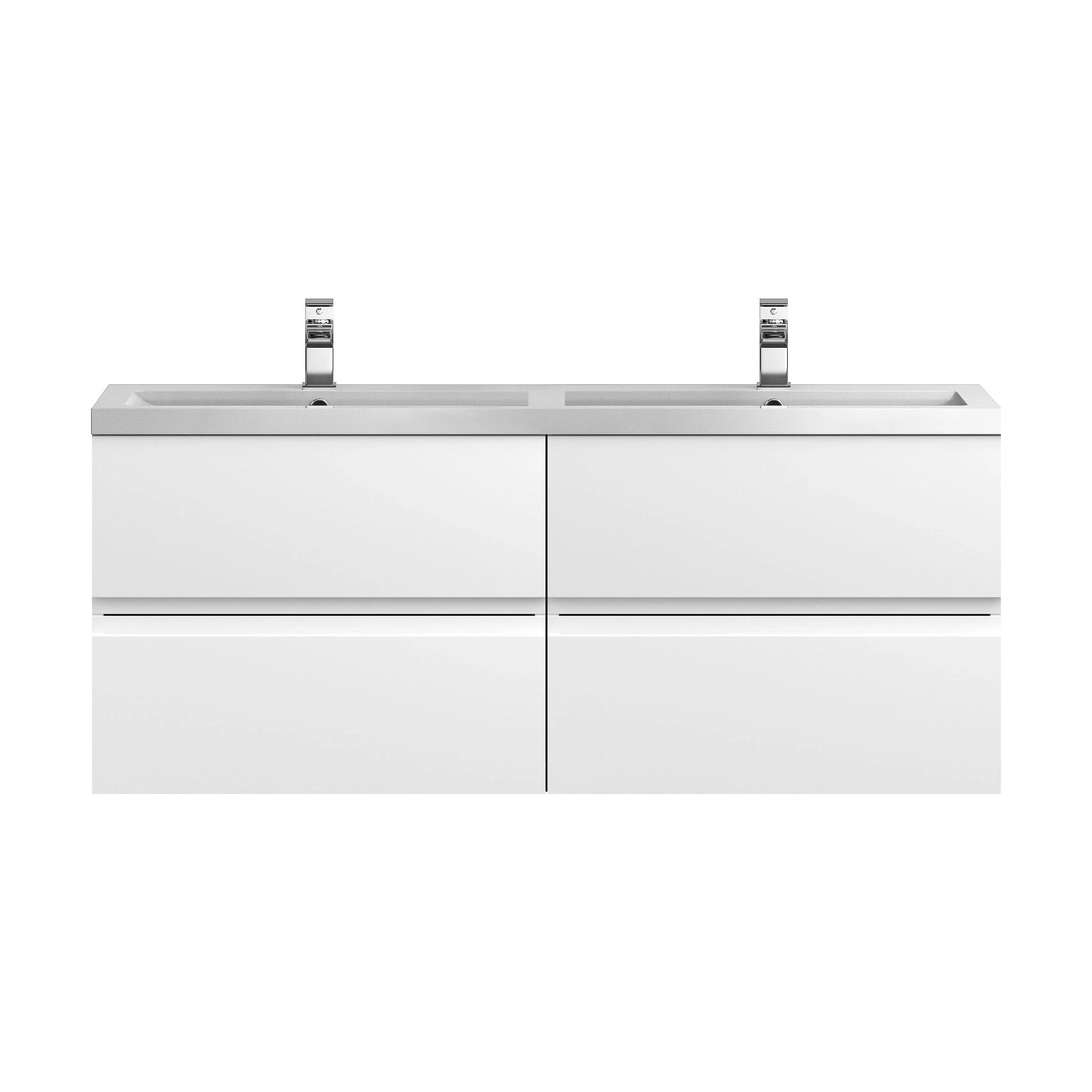 Mavesyn Contemporary 4 Drawer Wall Hung Vanity Unit with Basin, Satin White, 1200mm
