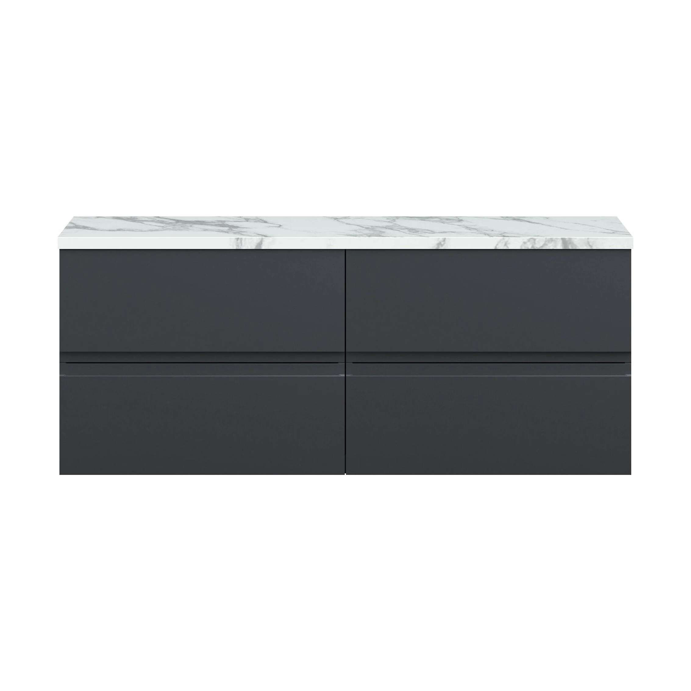 Mavesyn Contemporary 4 Drawer Wall Hung Vanity Unit with Laminate Worktop, Dark Grey, 1200mm