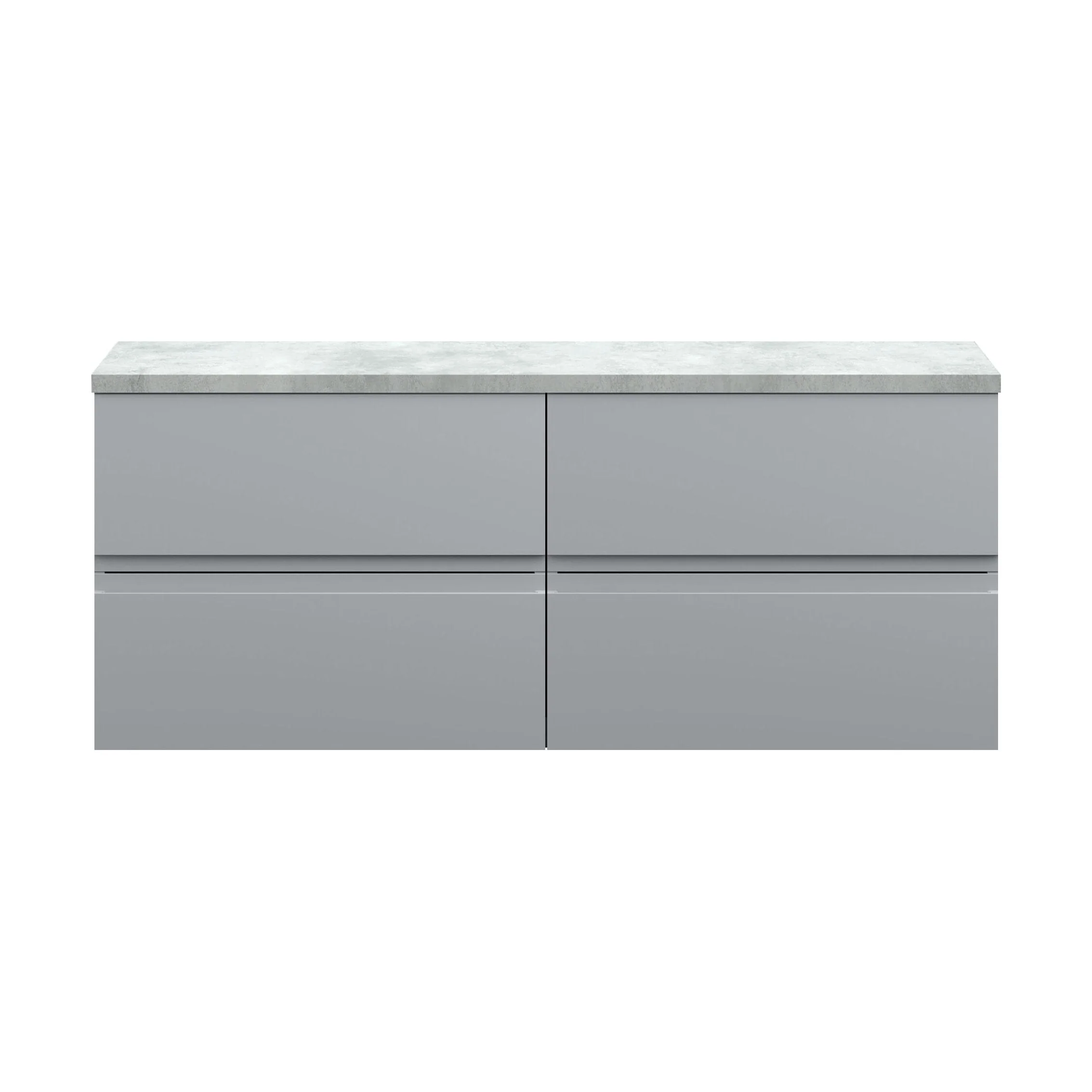 Mavesyn Contemporary 4 Drawer Wall Hung Vanity Unit with Laminate Worktop, Satin Grey, 1200mm