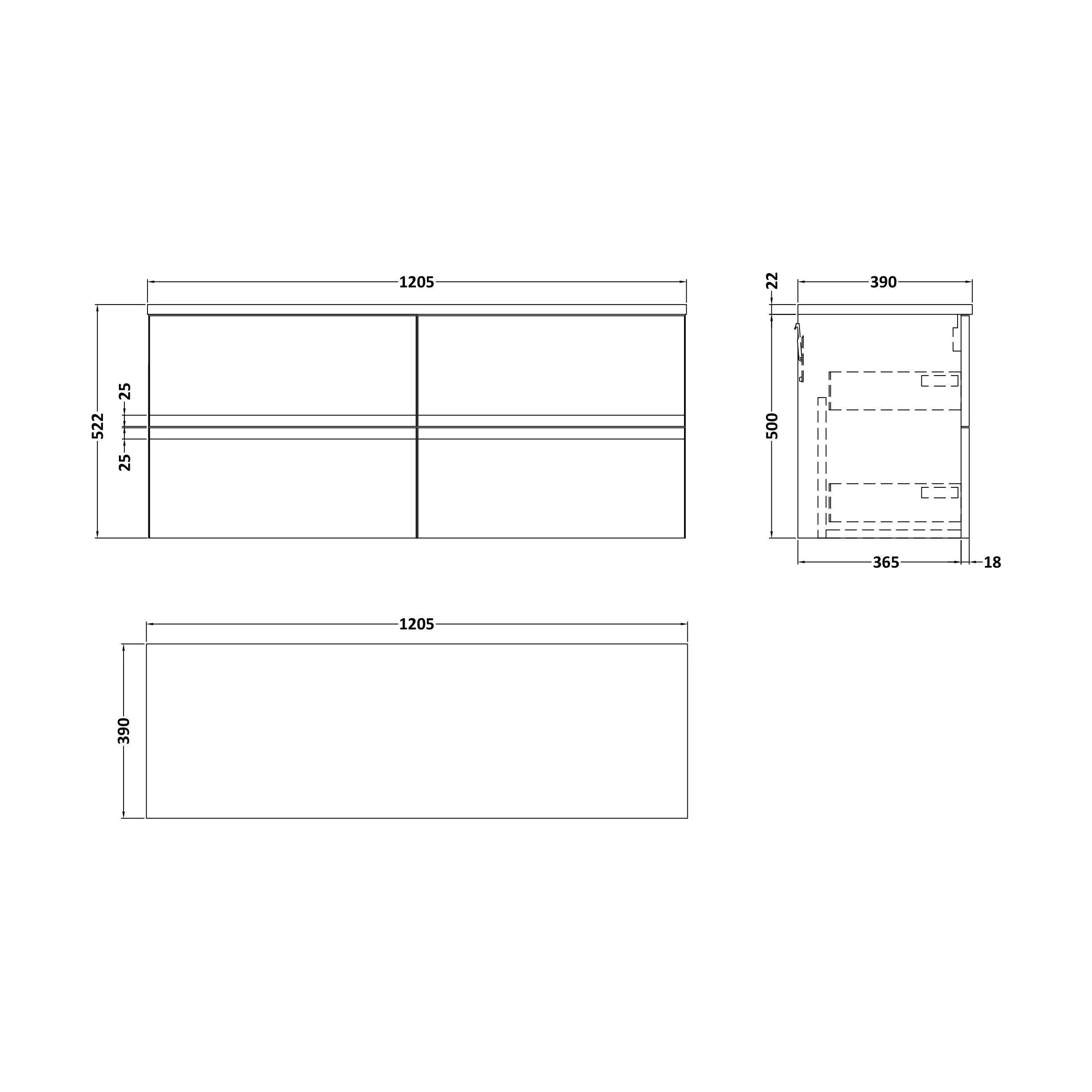 Mavesyn Contemporary 4 Drawer Wall Hung Vanity Unit with Laminate Worktop, Satin Grey, 1200mm - Image 2