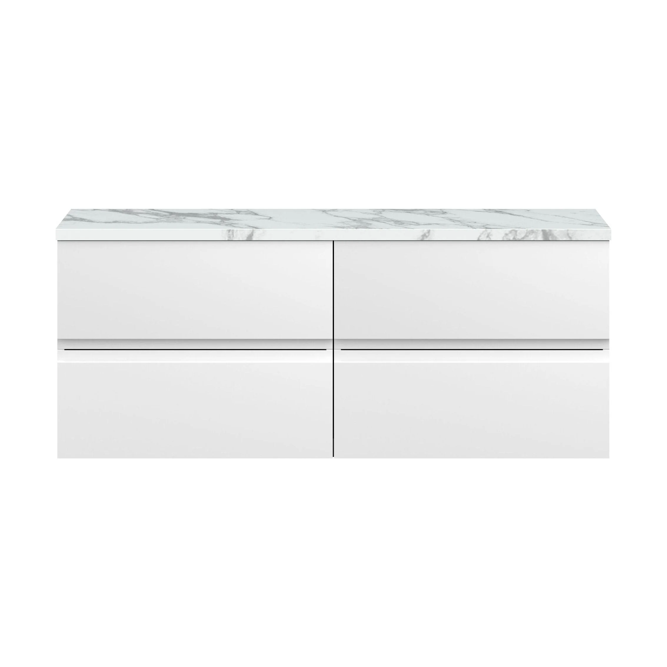 Mavesyn Contemporary 4 Drawer Wall Hung Vanity Unit with Laminate Worktop, Satin White, 1205mm