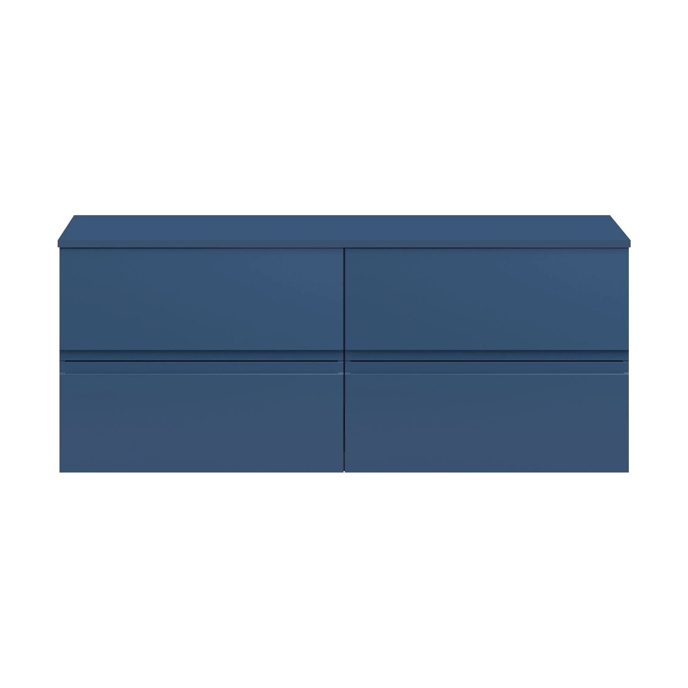 Mavesyn Contemporary 4 Drawer Wall Hung Vanity Unit with Worktop, Dark Blue, 1200mm