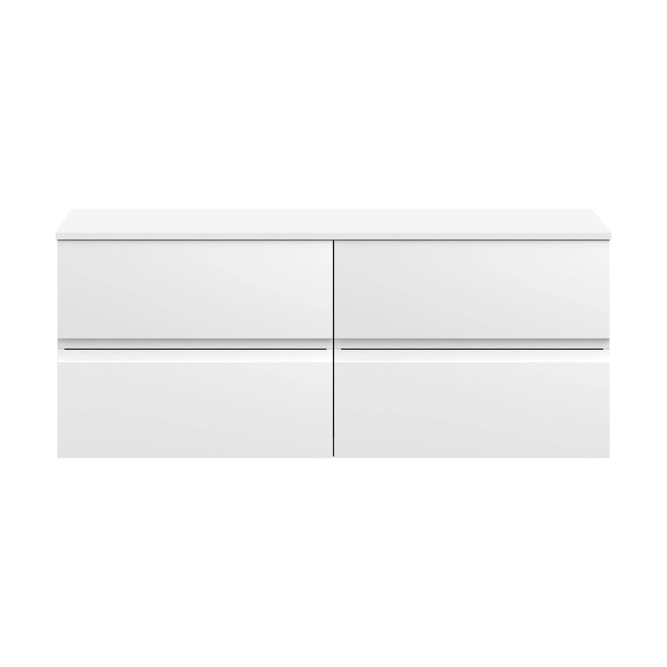 Mavesyn Contemporary 4 Drawer Wall Hung Vanity Unit with Worktop, Satin White, 1200mm