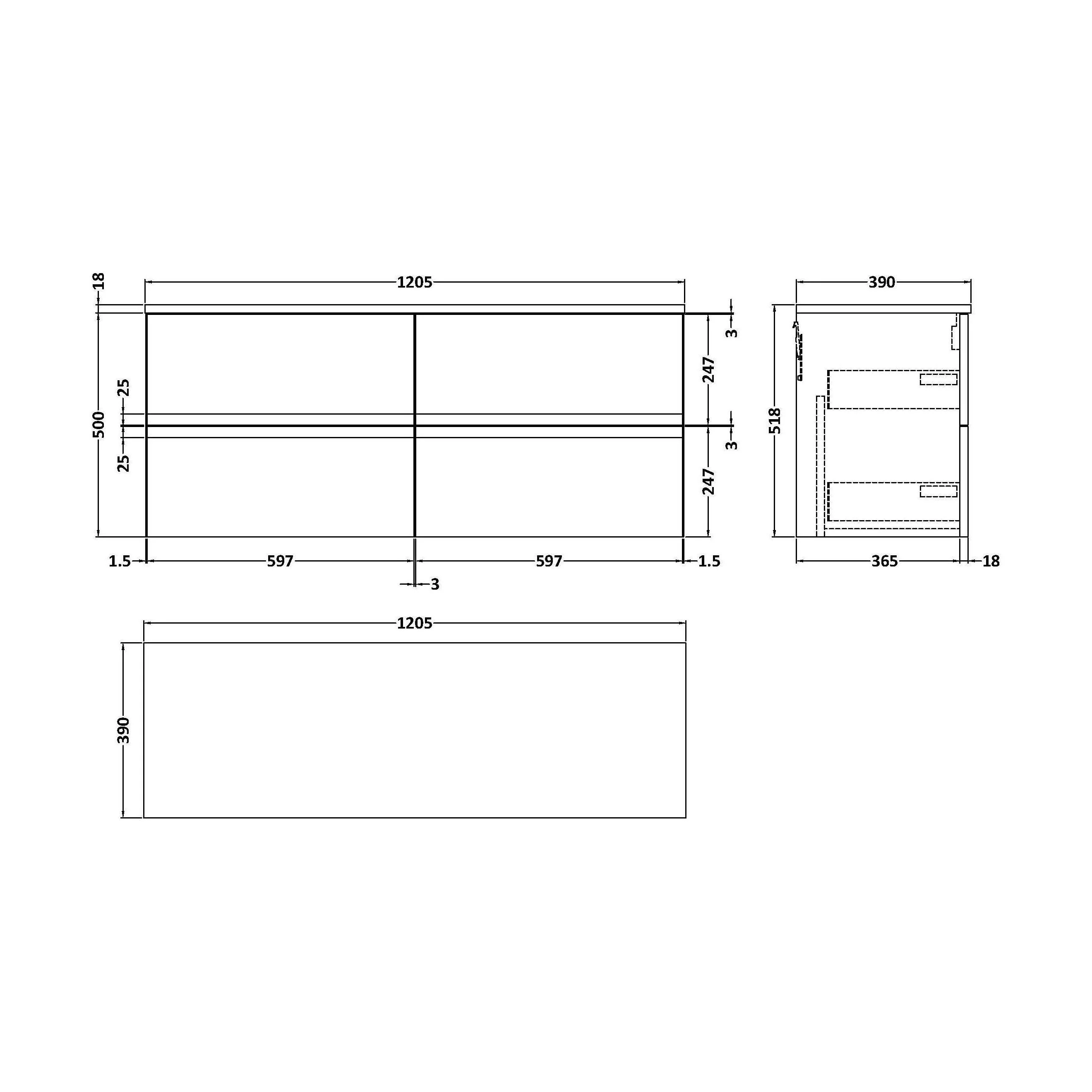 Mavesyn Contemporary 4 Drawer Wall Hung Vanity Unit with Worktop, Satin White, 1200mm - Image 2
