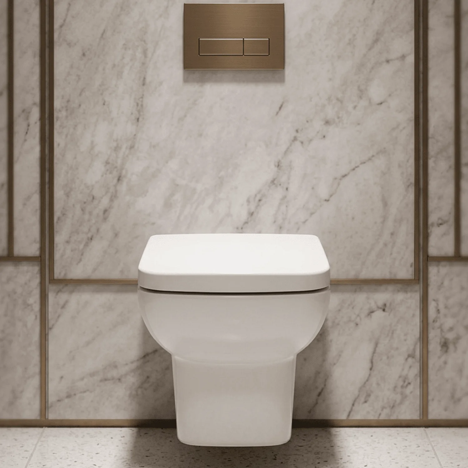 Meaford Contemporary Square Wall Hung Toilet Pan and Soft Close Seat, 420 x 350 x 525mm