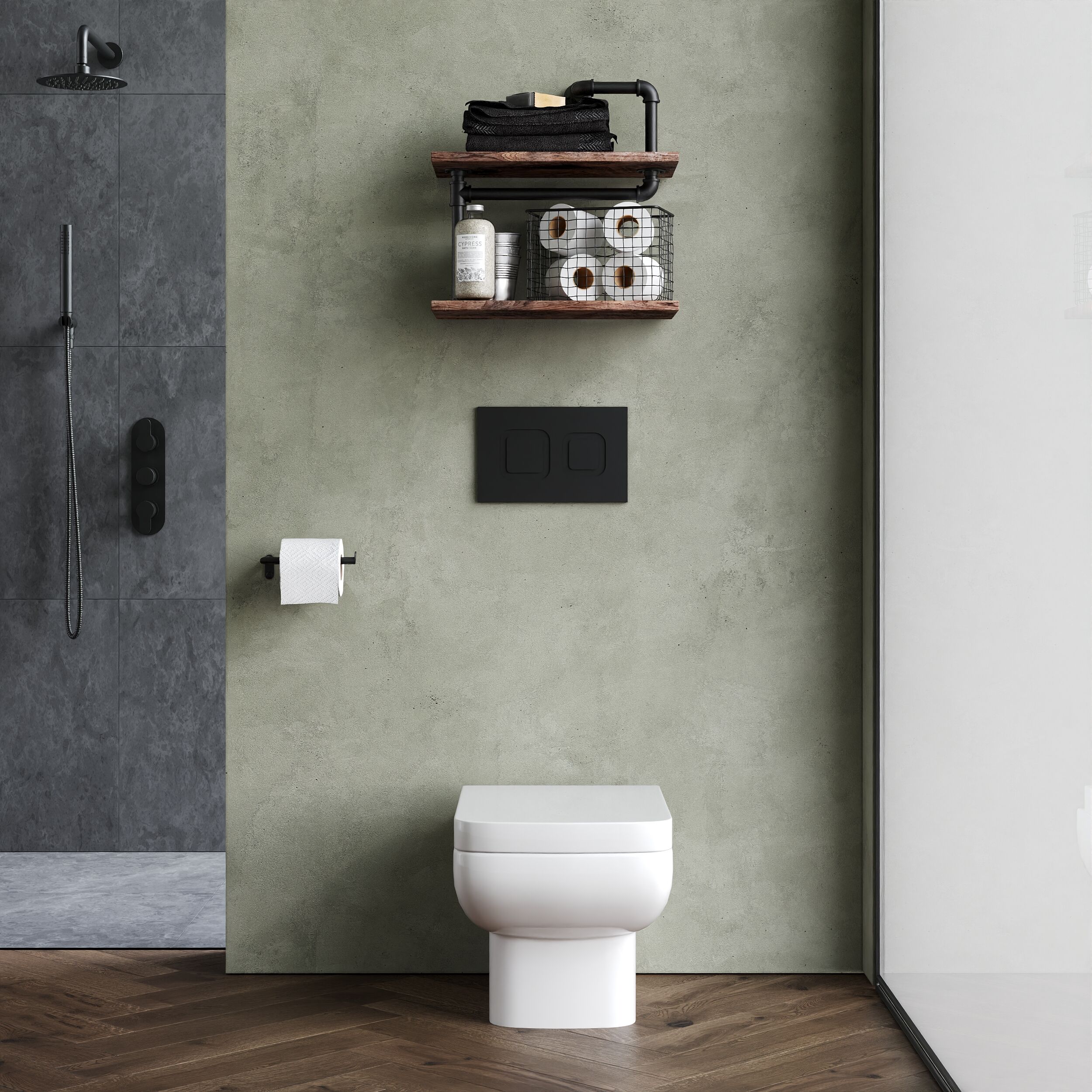 Meaford Contemporary Square Wall Hung Toilet Pan and Soft Close Seat, 420 x 350 x 525mm - Image 2