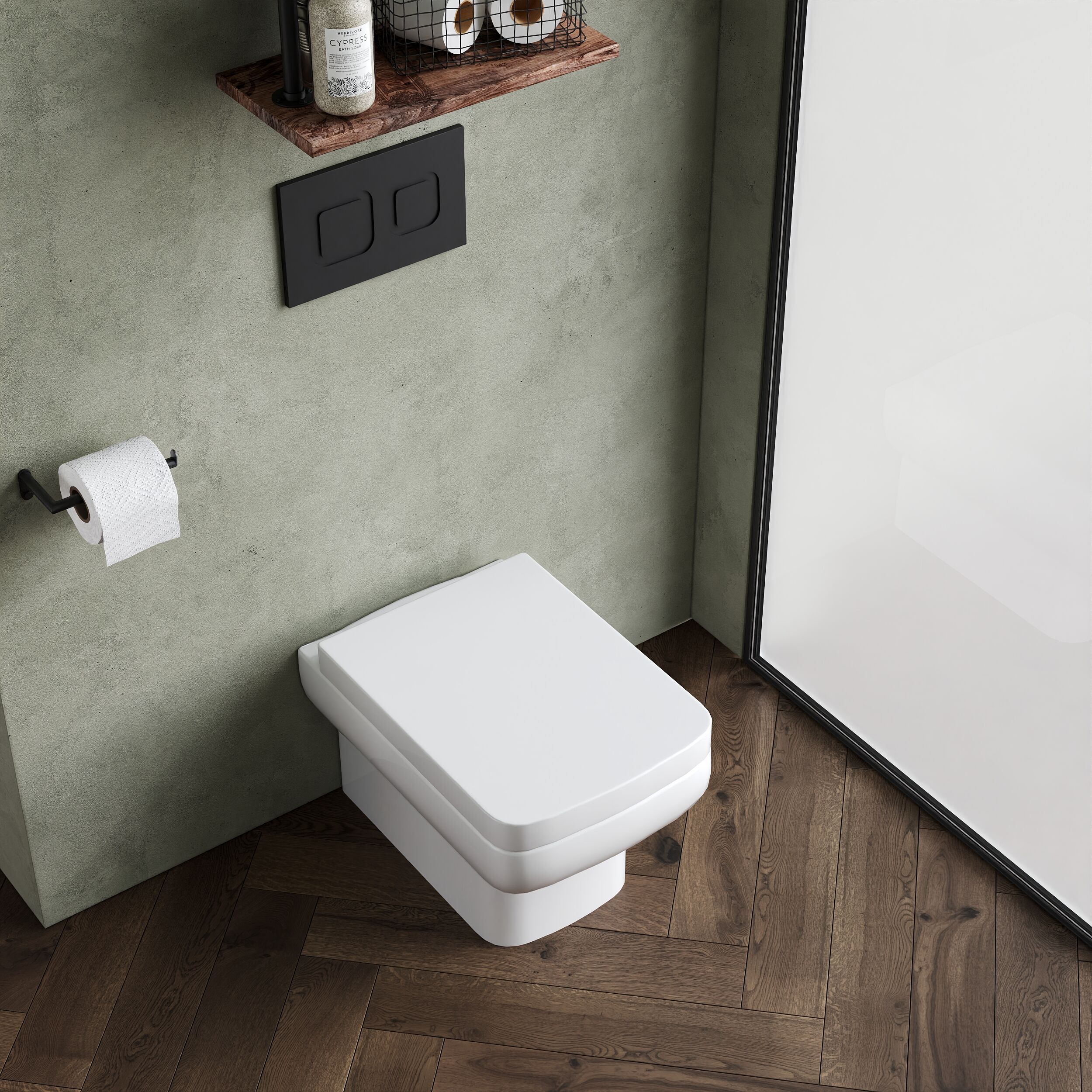 Meaford Contemporary Square Wall Hung Toilet Pan and Soft Close Seat, 420 x 350 x 525mm - Image 3