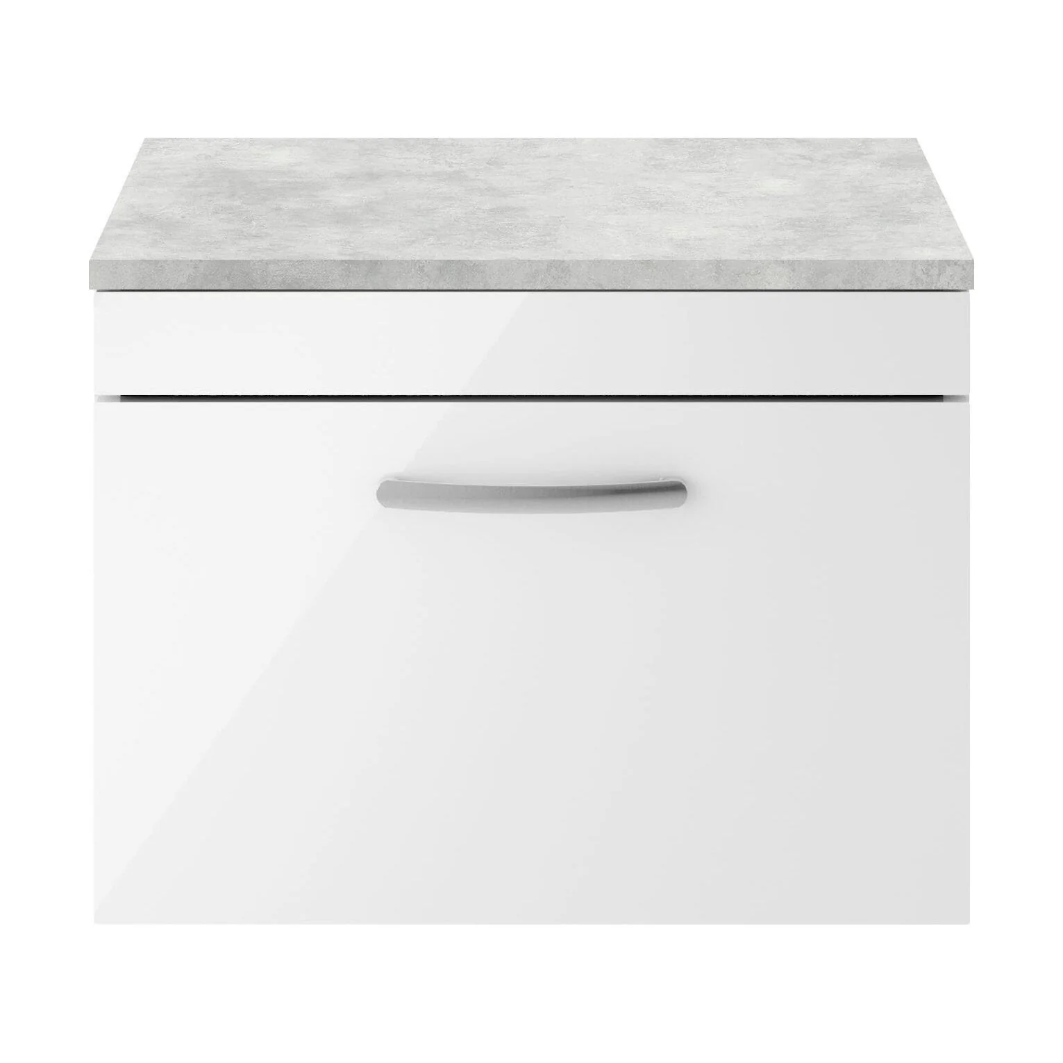 Millwich Contemporary 1 Drawer Wall Hung Vanity Unit with Laminate Black Galaxy Granite Worktop, 600mm