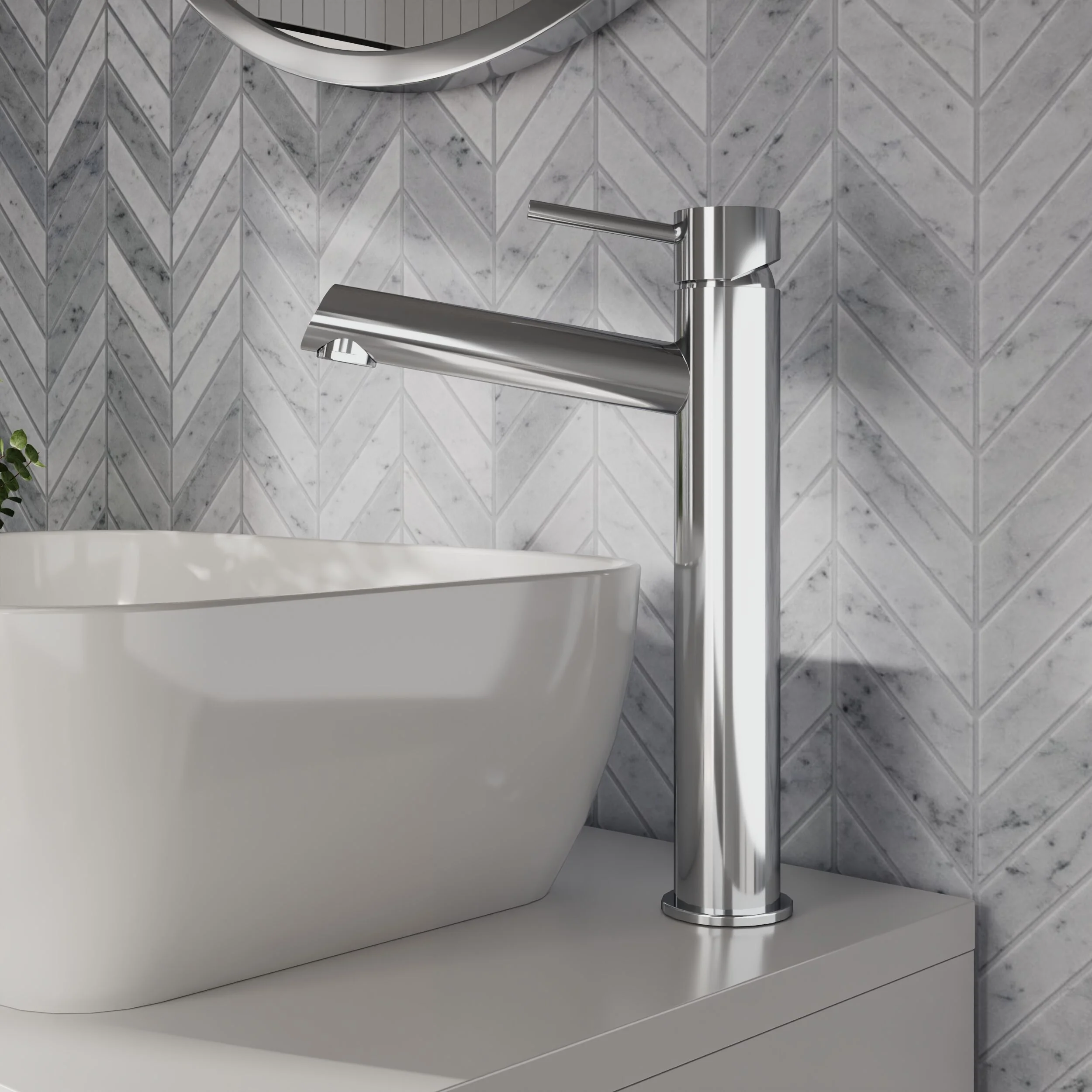 Wetley Minimalist Round Tall Mono Basin Mixer Tap - Choice of Finish - Image 4