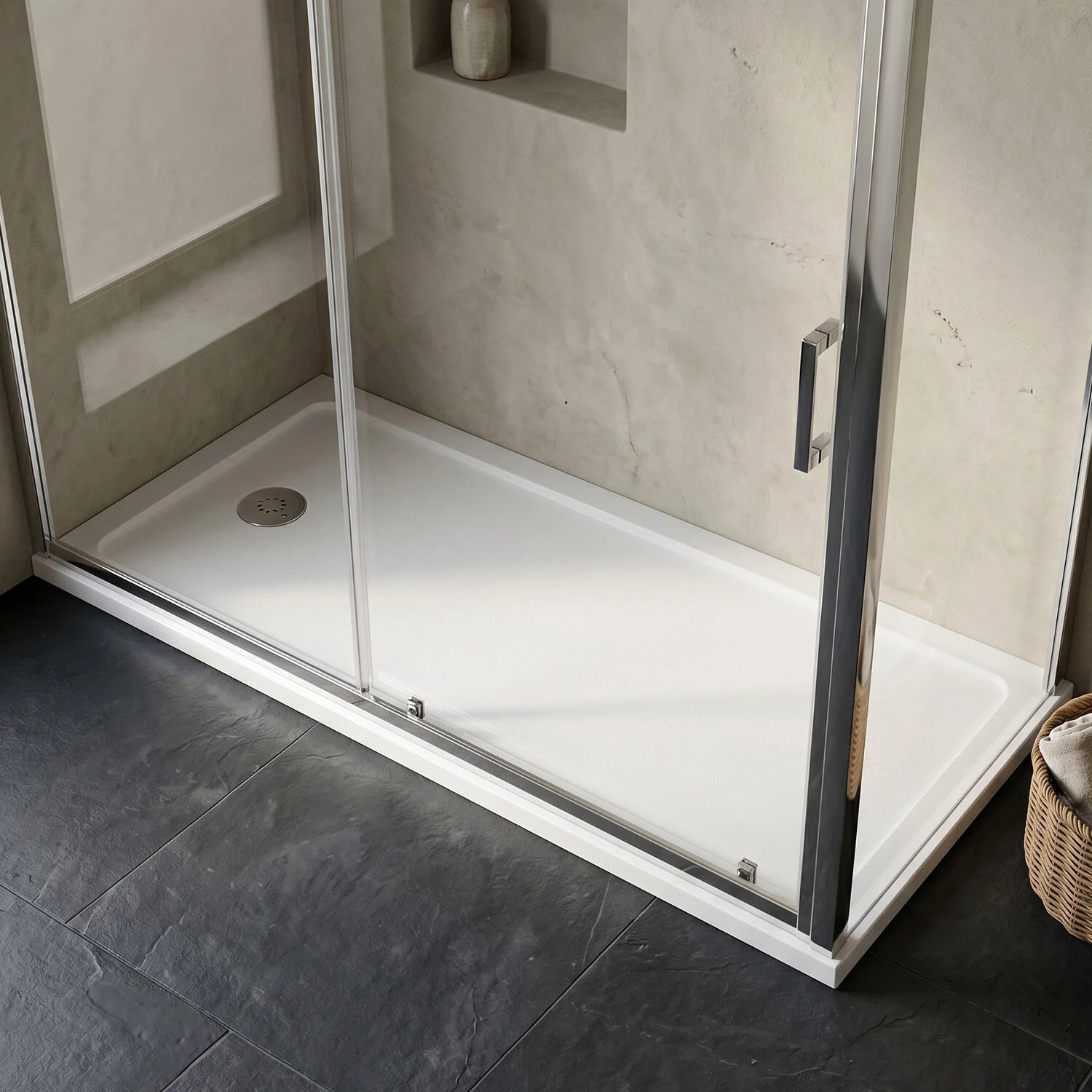 Contemporary Bathroom 40mm Profile Bath Replacement Shower Tray - 1700 x 700mm