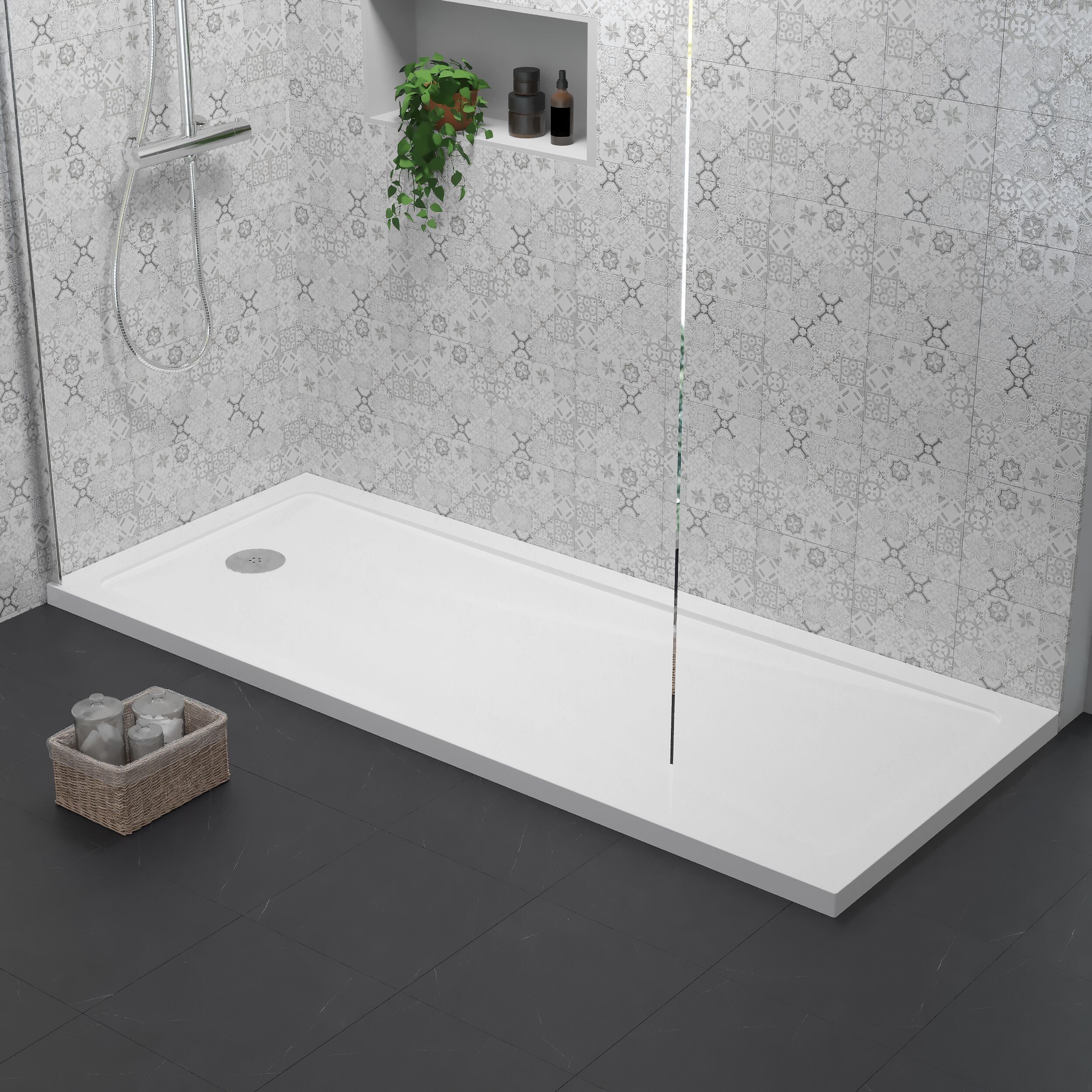 Contemporary Bathroom 40mm Profile Bath Replacement Shower Tray - 1700 x 700mm - Image 2