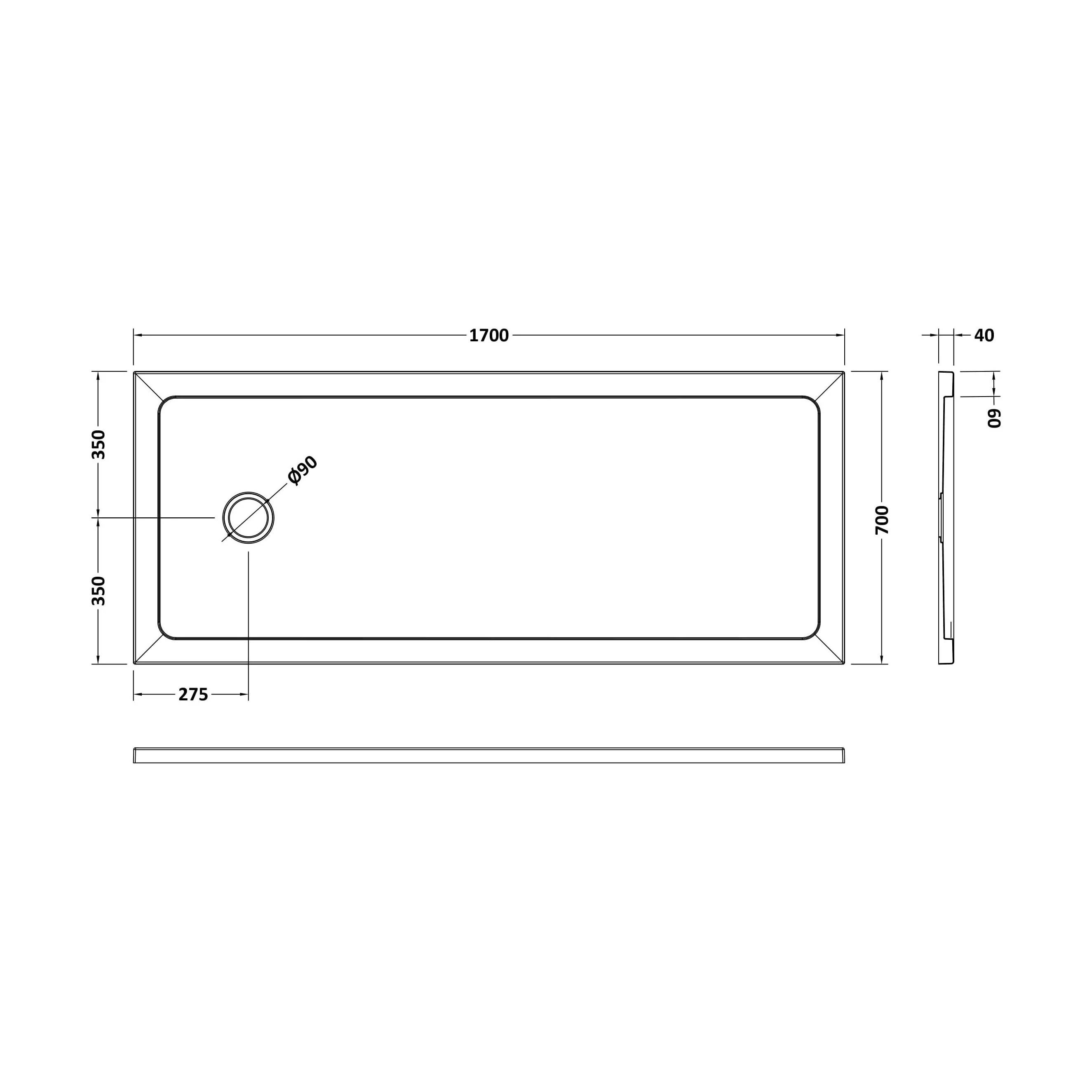 Contemporary Bathroom 40mm Profile Bath Replacement Shower Tray - 1700 x 700mm - Image 8