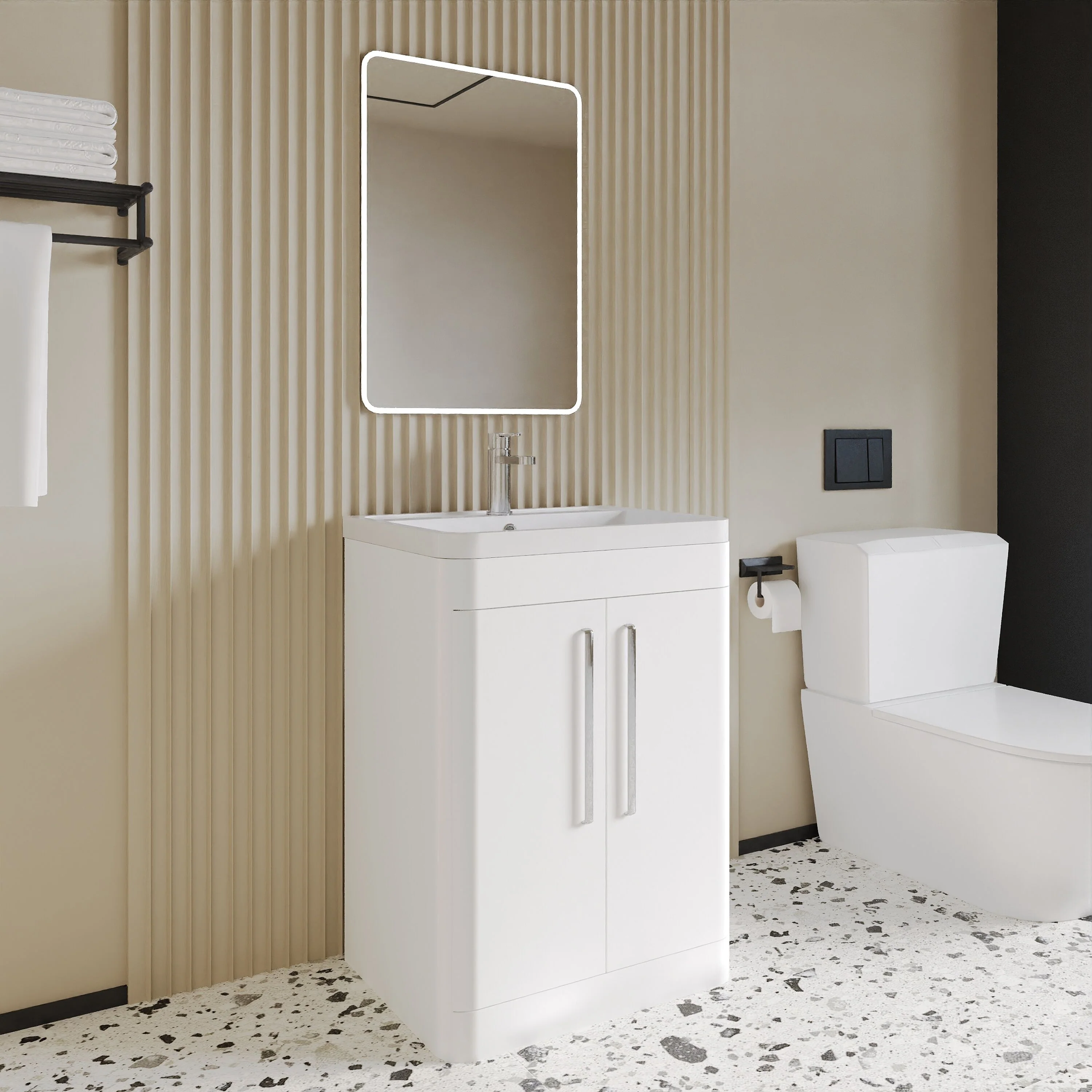 Aldershawe Modern Bathroom Floor Standing 2 Soft Close Door Vanity Basin Unit - Choice of Basin, Colour and Size - Image 11