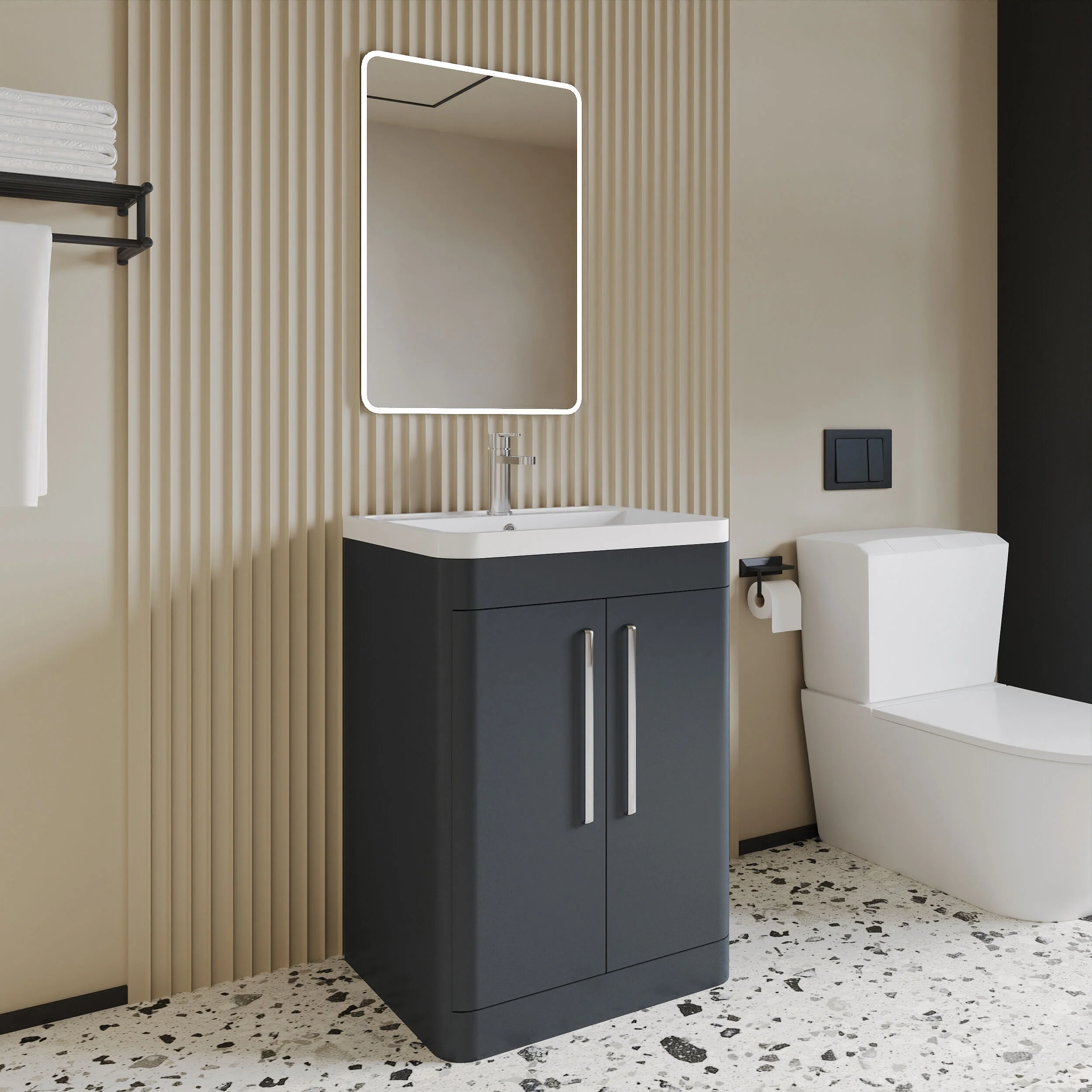 Aldershawe Modern Bathroom Floor Standing 2 Soft Close Door Vanity Basin Unit - Choice of Basin, Colour and Size - Image 12