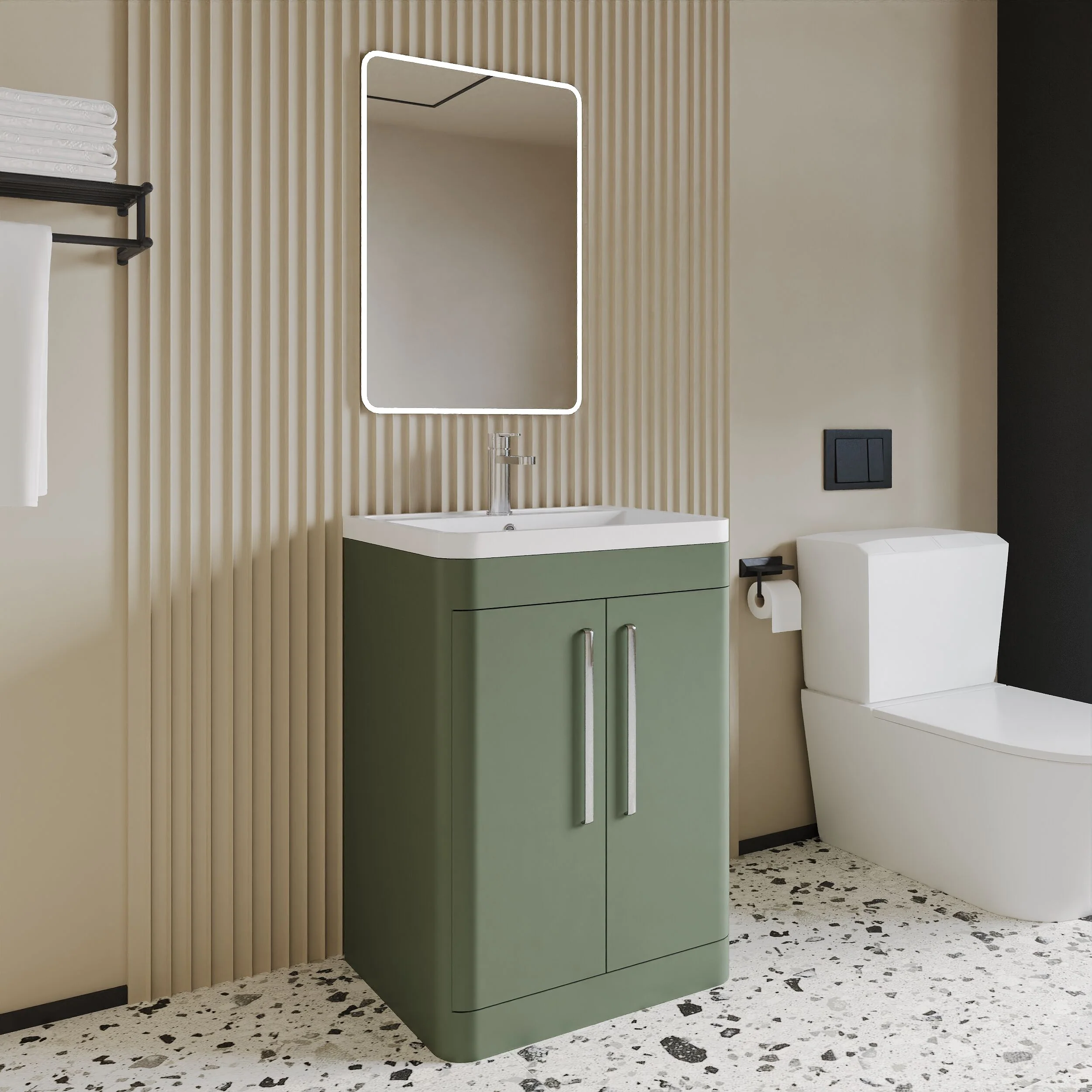Aldershawe Modern Bathroom Floor Standing 2 Soft Close Door Vanity Basin Unit - Choice of Basin, Colour and Size - Image 14