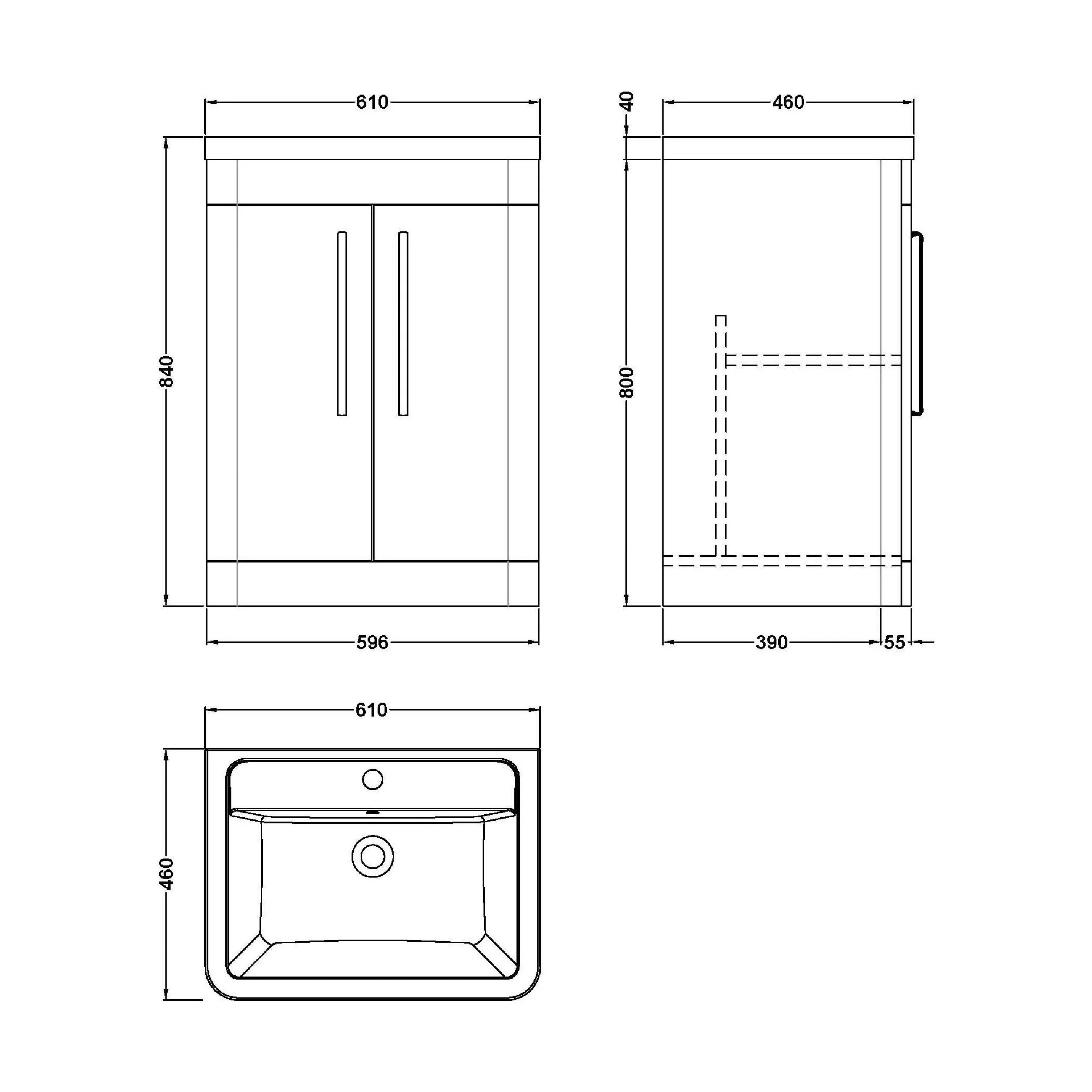 Aldershawe Modern Bathroom Floor Standing 2 Soft Close Door Vanity Basin Unit - Choice of Basin, Colour and Size - Image 23