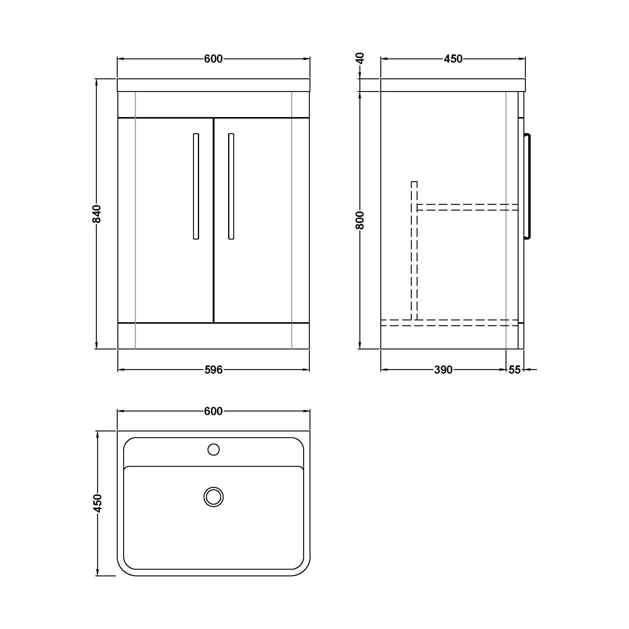 Aldershawe Modern Bathroom Floor Standing 2 Soft Close Door Vanity Basin Unit - Choice of Basin, Colour and Size - Image 24