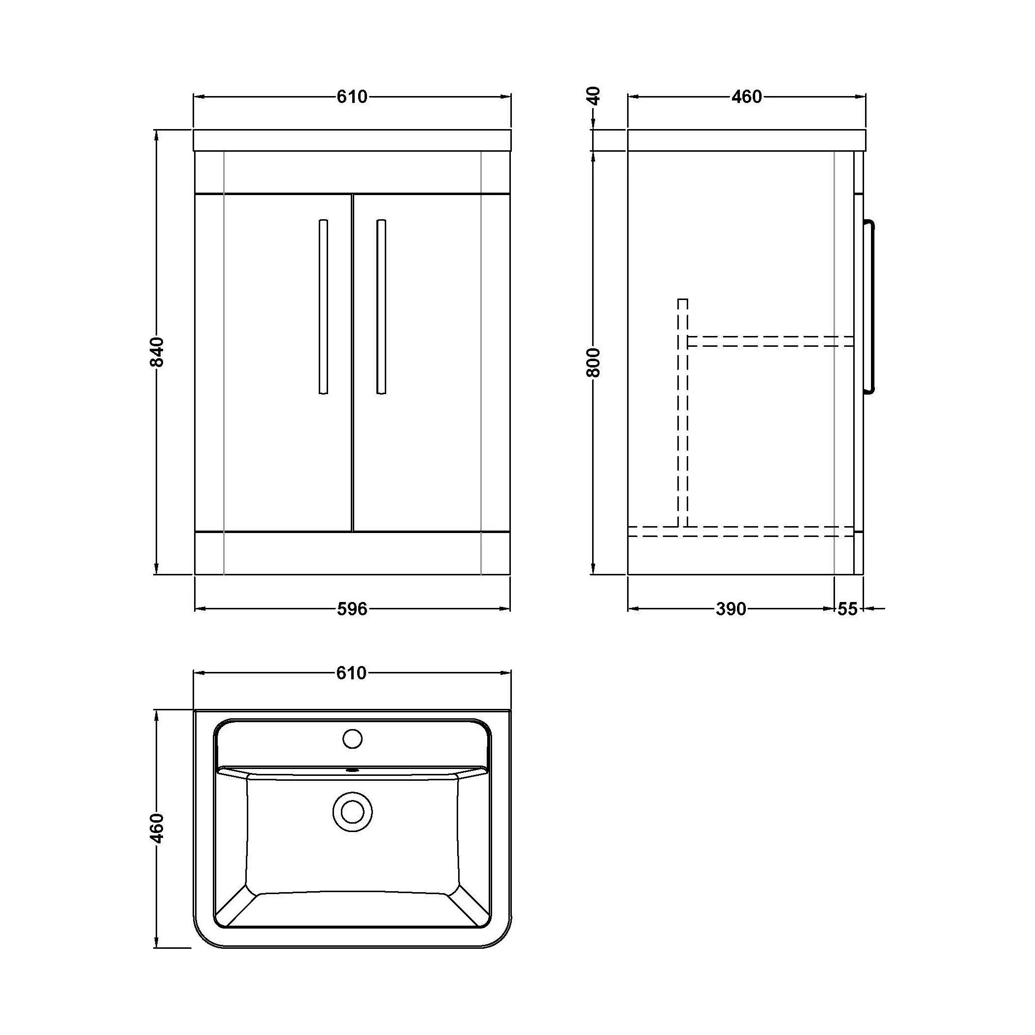 Aldershawe Modern Bathroom Floor Standing 2 Soft Close Door Vanity Basin Unit - Choice of Basin, Colour and Size - Image 25