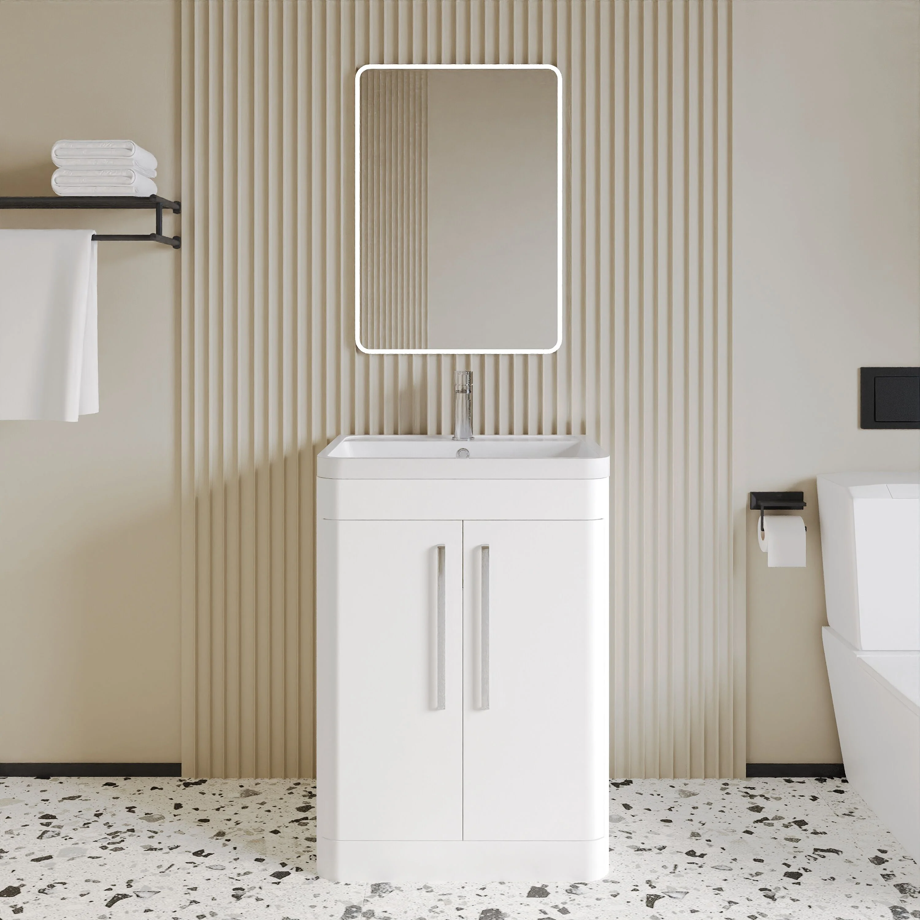 Aldershawe Modern Bathroom Floor Standing 2 Soft Close Door Vanity Basin Unit - Choice of Basin, Colour and Size - Image 4