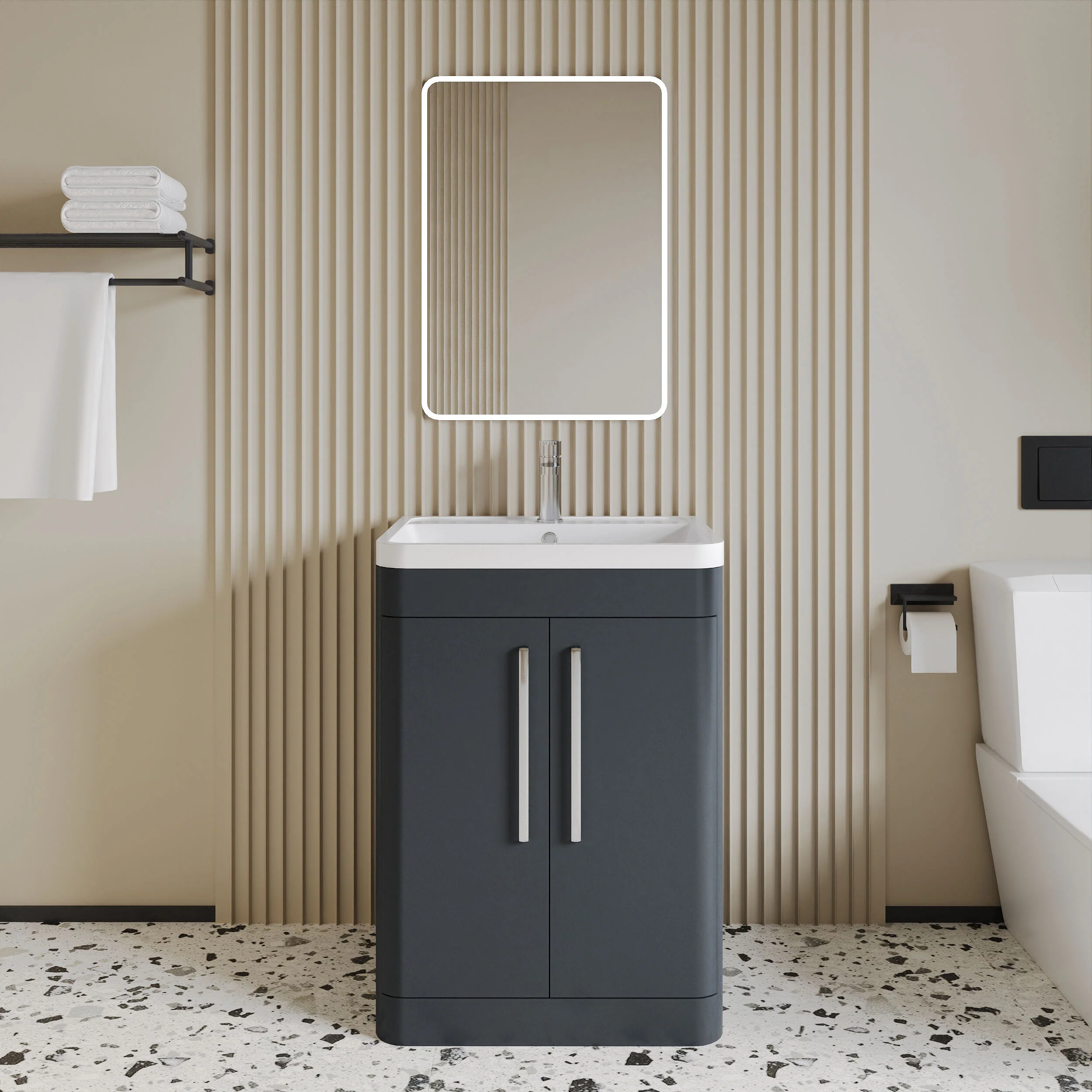 Aldershawe Modern Bathroom Floor Standing 2 Soft Close Door Vanity Basin Unit - Choice of Basin, Colour and Size - Image 7