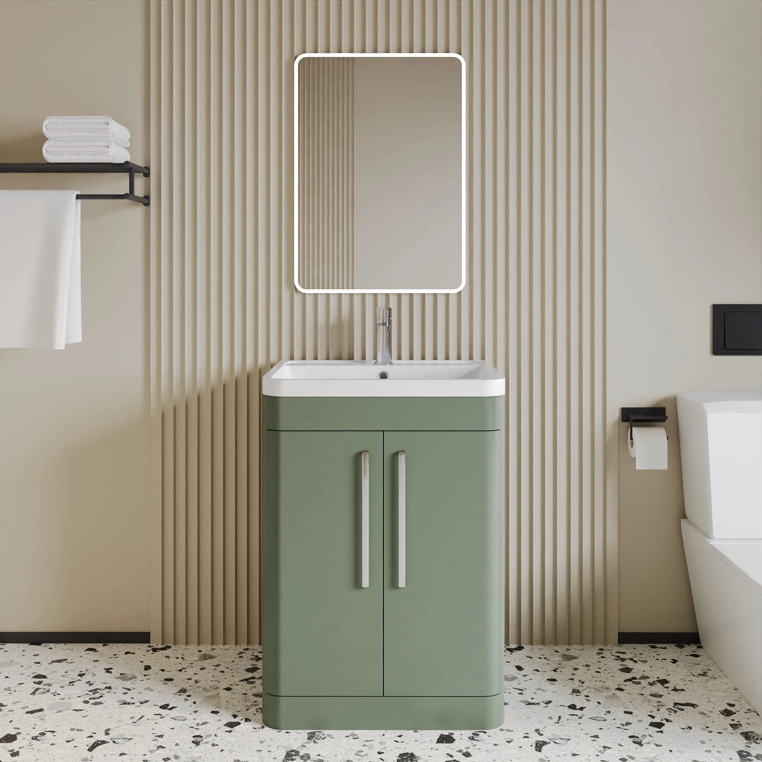 Aldershawe Modern Bathroom Floor Standing 2 Soft Close Door Vanity Basin Unit - Choice of Basin, Colour and Size - Image 9