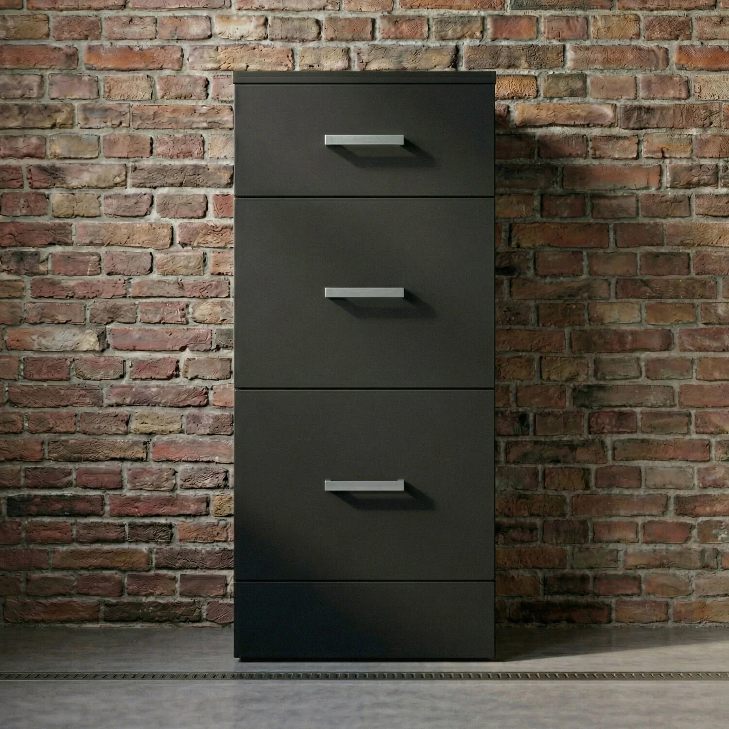 Hamstall Modern Bathroom Floor Standing 3 Drawer Unit – 350 x 300mm, Dark Grey
