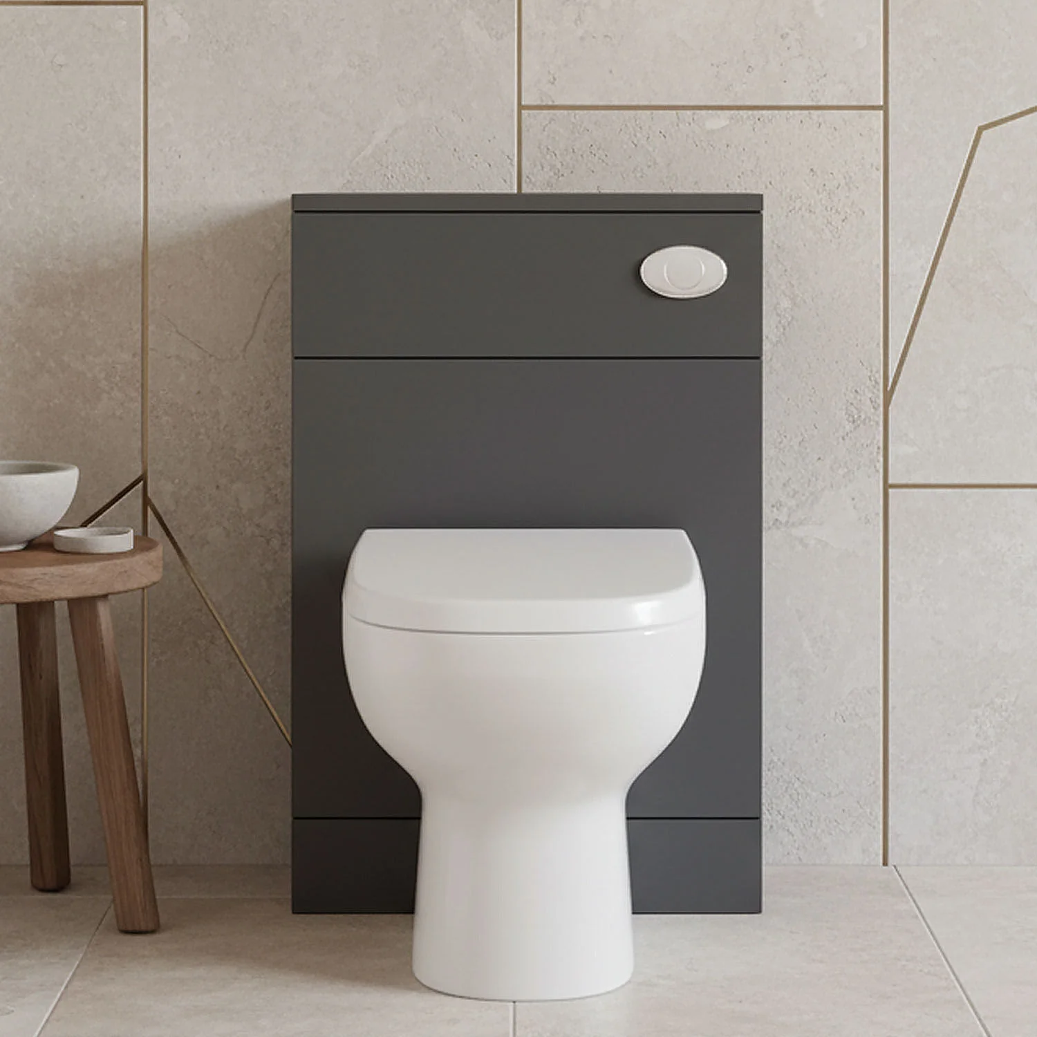 Modern Bathroom Floor Standing WC Unit – 500 x 300mm, Dark Grey
