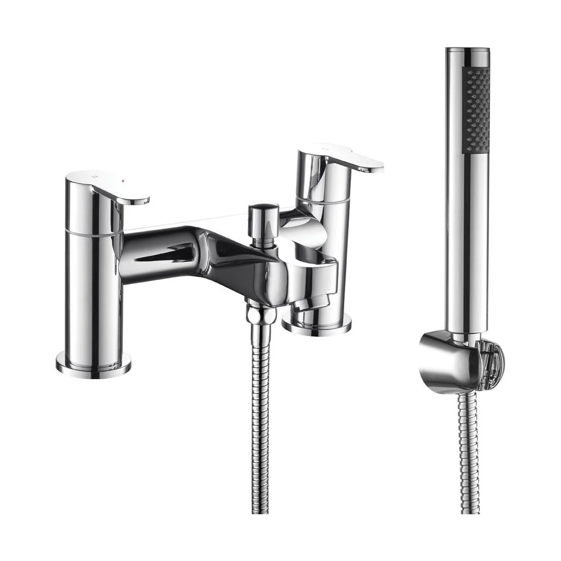 Modern Bathroom Round Deck Mounted Bath Shower Mixer Tap with Kit - Choice of Colour - Image 3