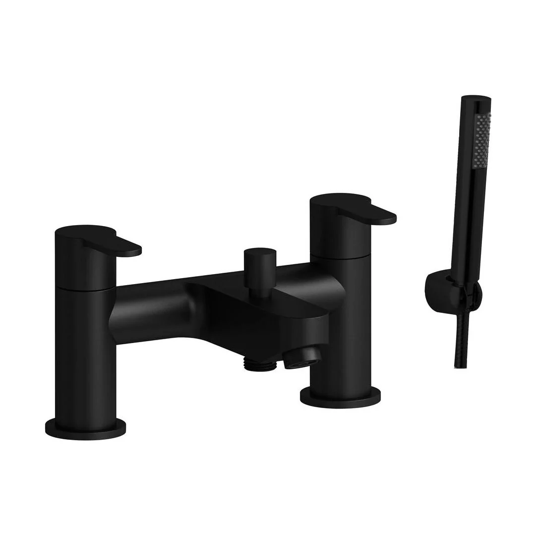 Modern Bathroom Round Deck Mounted Bath Shower Mixer Tap with Kit - Choice of Colour - Image 4