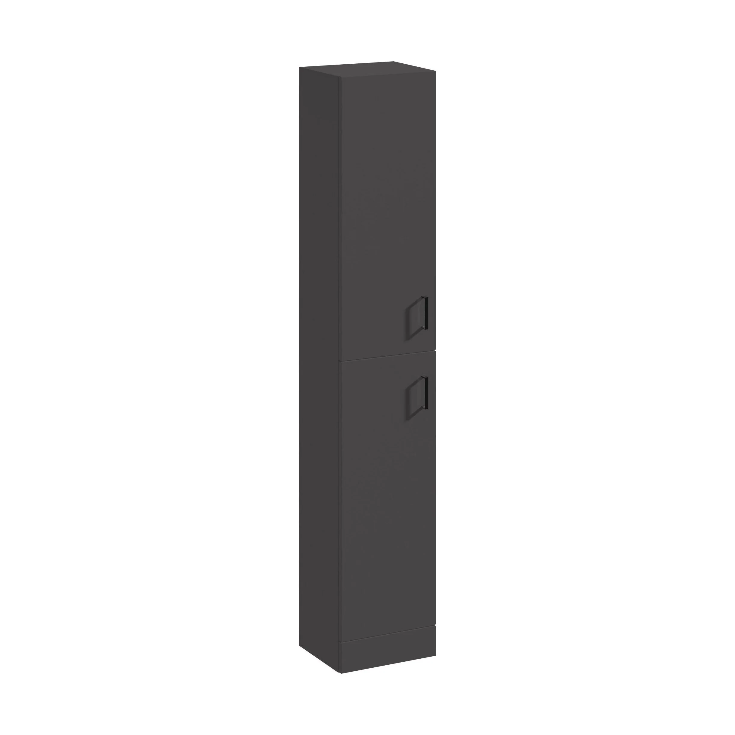 Hamstall Modern Bathroom Tall 2-Door Storage Unit – 350 x 300mm, Dark Grey - Image 2