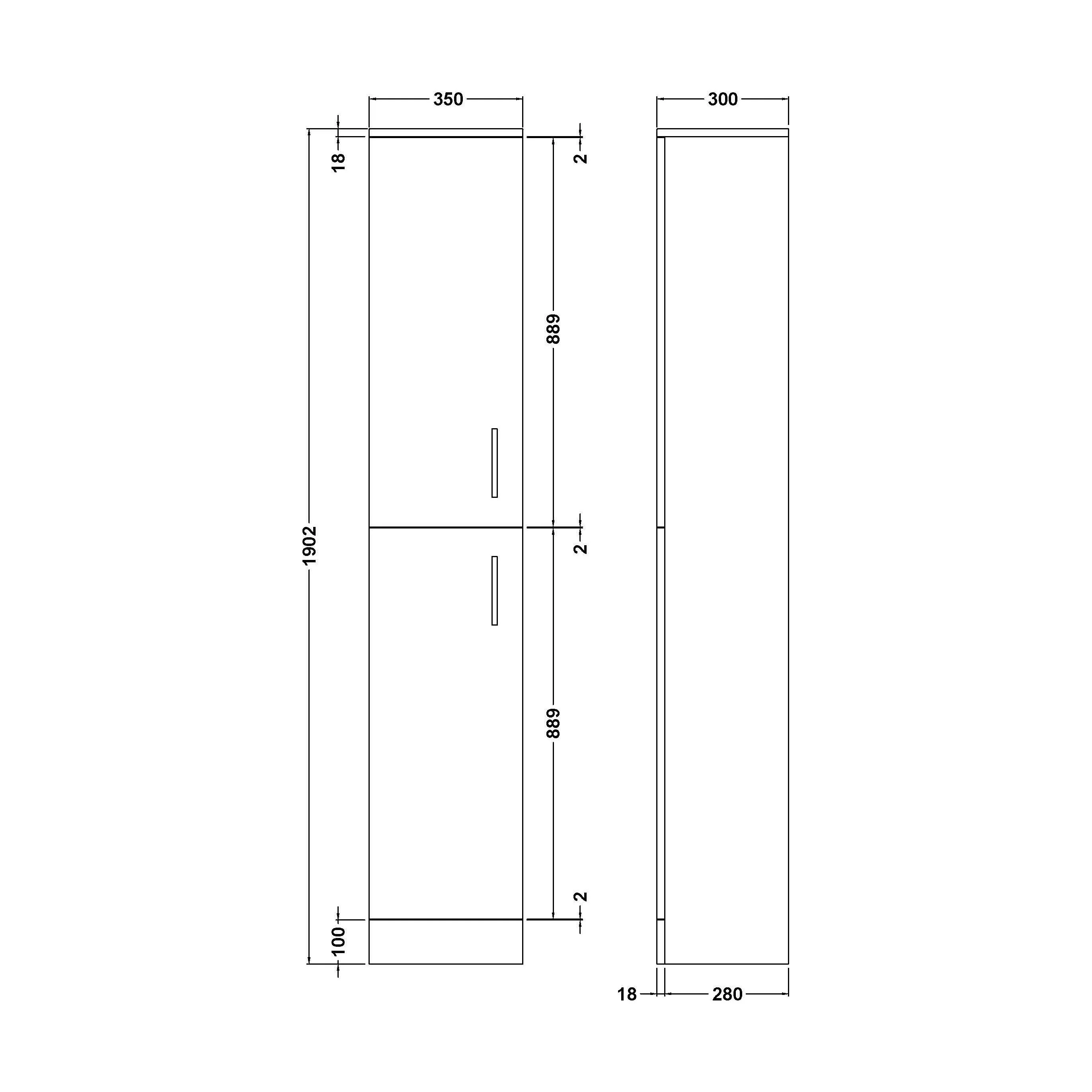 Hamstall Modern Bathroom Tall 2-Door Storage Unit – 350 x 300mm, Dark Grey - Image 3