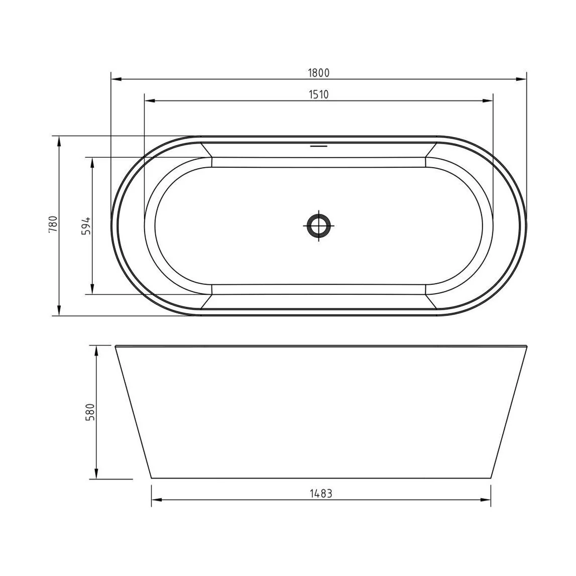 Freestanding Acrylic Double Ended Bath - Choice of Size - Image 7