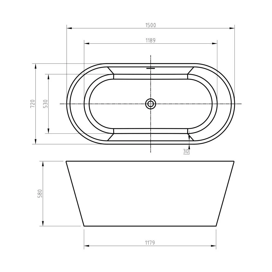 Freestanding Acrylic Double Ended Bath - Choice of Size - Image 8