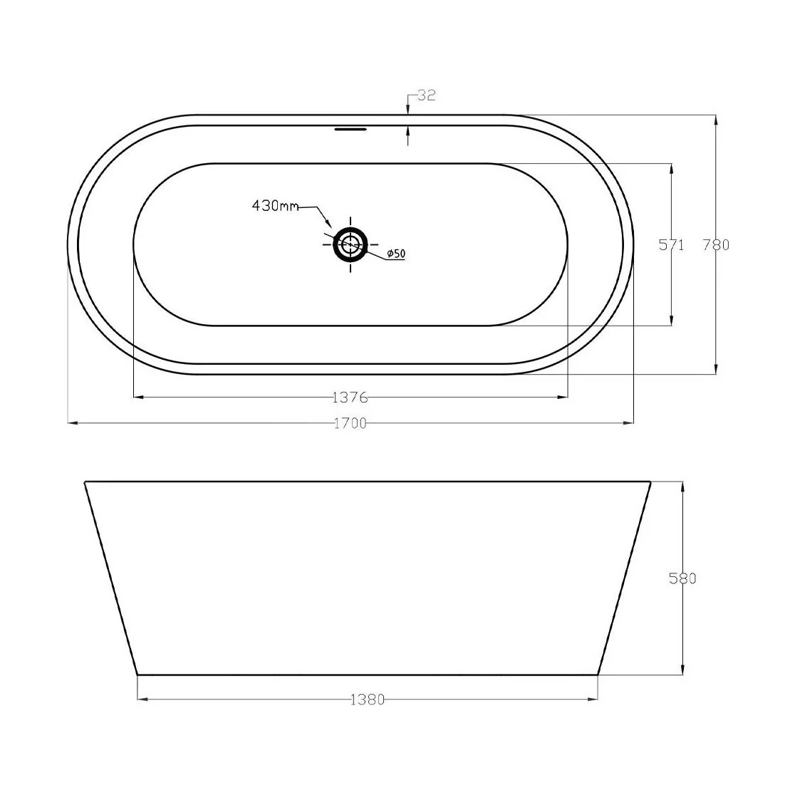 Freestanding Acrylic Double Ended Bath - Choice of Size - Image 9